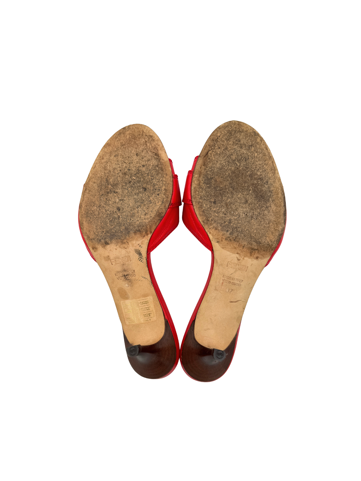 Size 37 Mule Sandals with Buckle in Red Leather