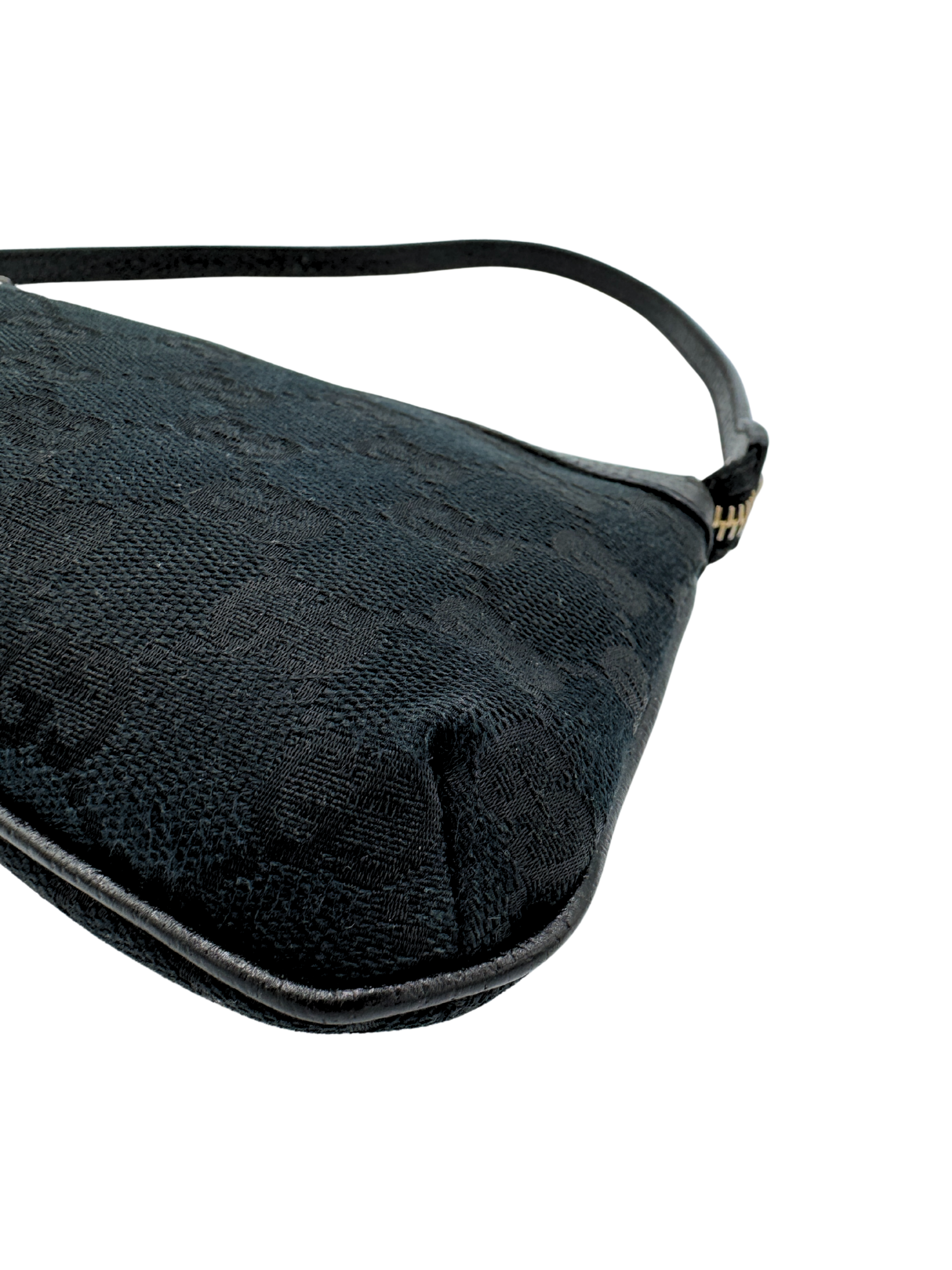 Gucci Pochette Shoulder Bag with Crystal Bee Charm in Black Monogram GG Logo Canvas