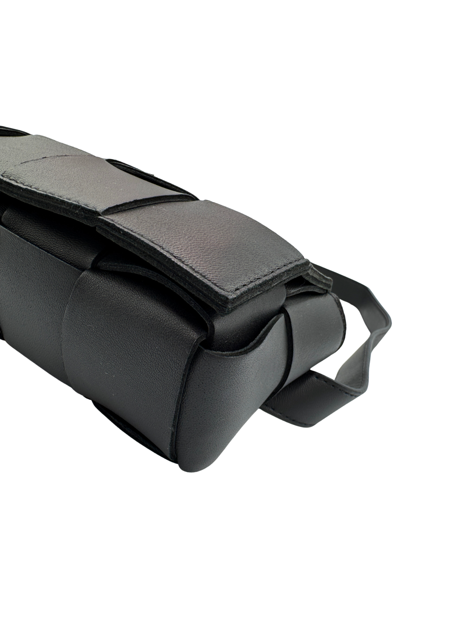 Cassette Belt Bag / Bum Bag in Black Maxi Intrecciato Woven Leather