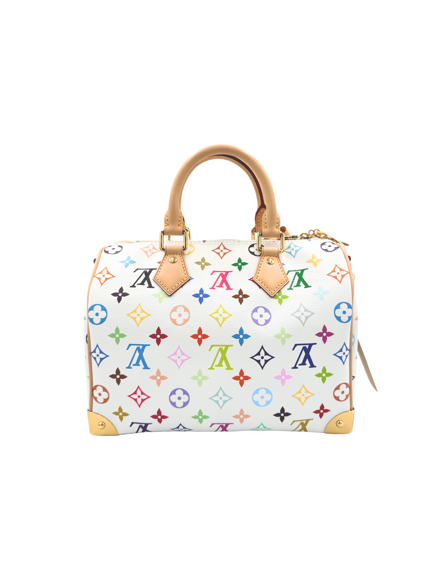 Louis Vuitton 2025 Limited Edition LV x Takashi Murakami Multicolore Speedy Bandoulière 25 in White Multicolor Coated Canvas
