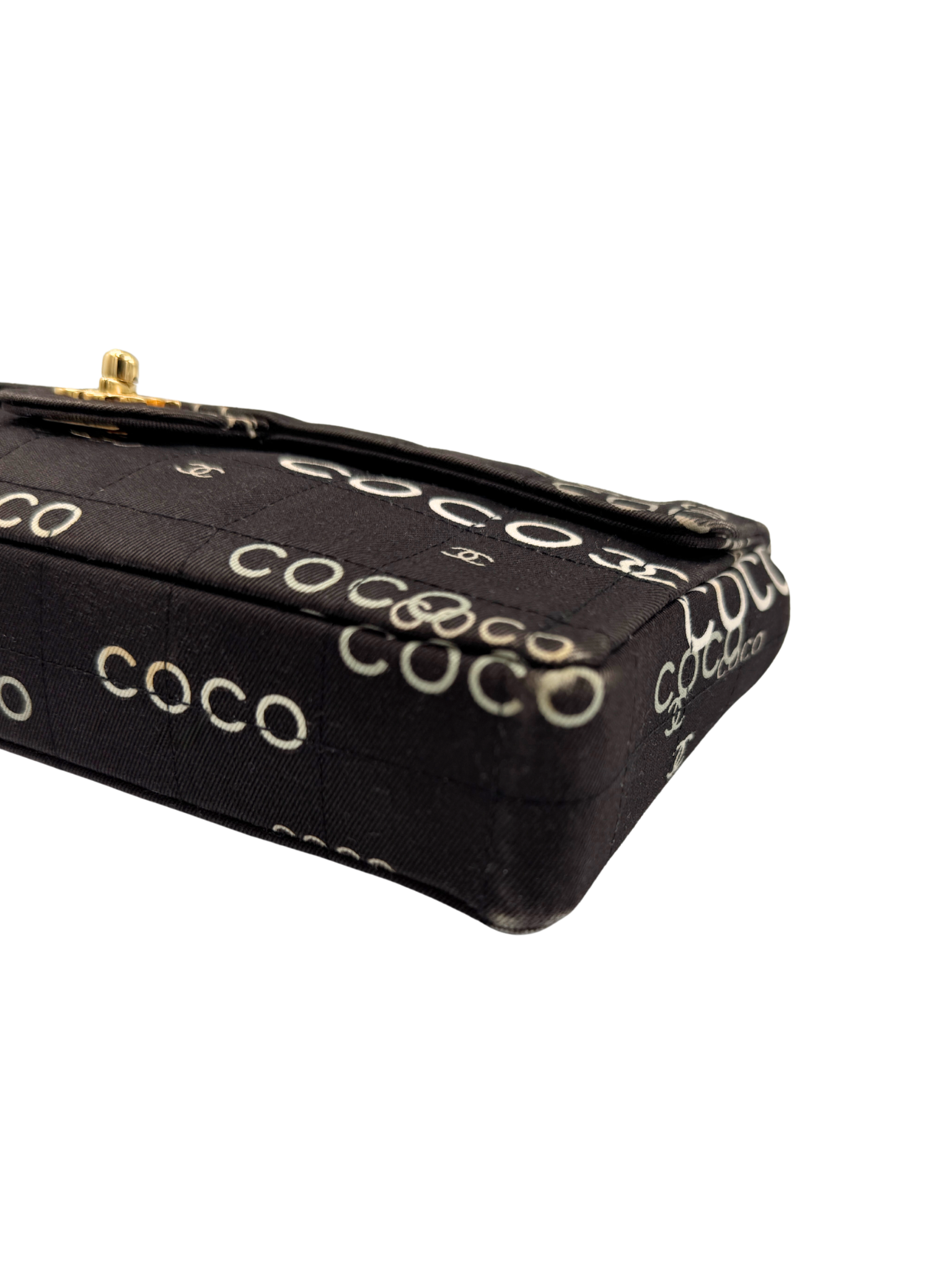 Vintage 2002 Karl Lagerfeld Era Coco Classic Chocolate Bar Single Flap Shoulder Bag in Black and White Logo Canvas (Copy)