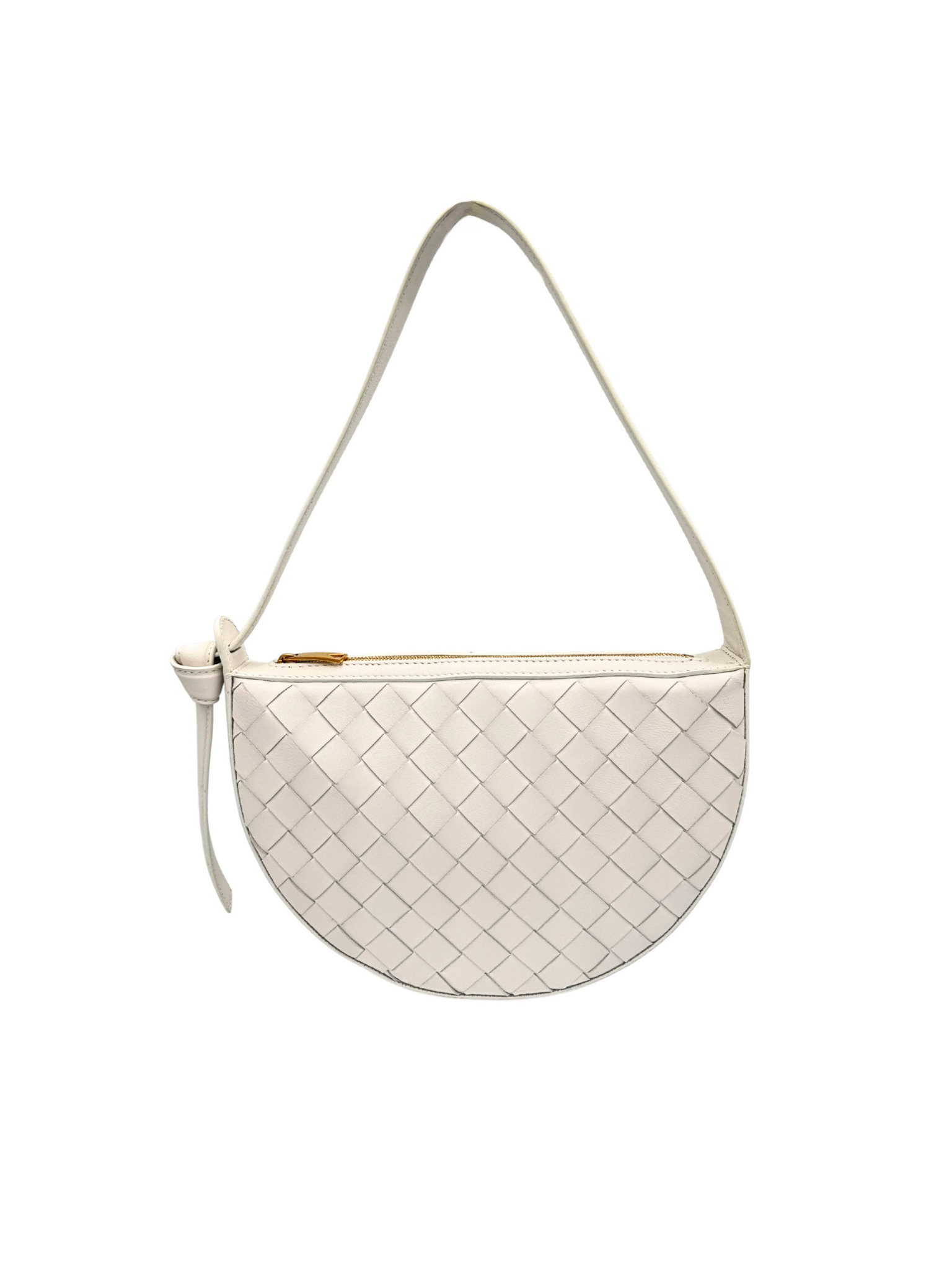 Mini Sunrise Shoulder Bag in White Intrecciato Leather