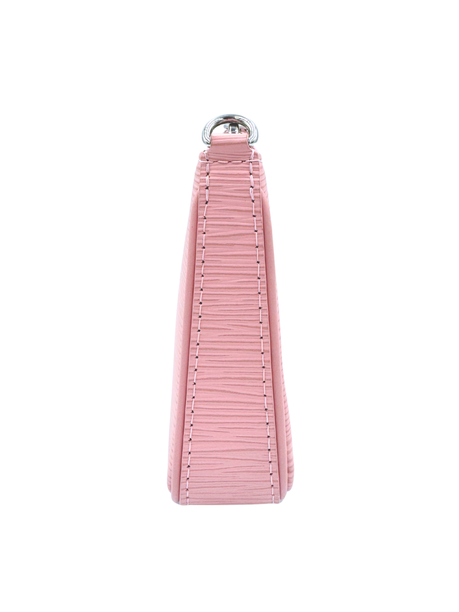 Easy Pouch on Strap Shoulder Bag with Chain in Rose Ballerine Pink Epi Leather