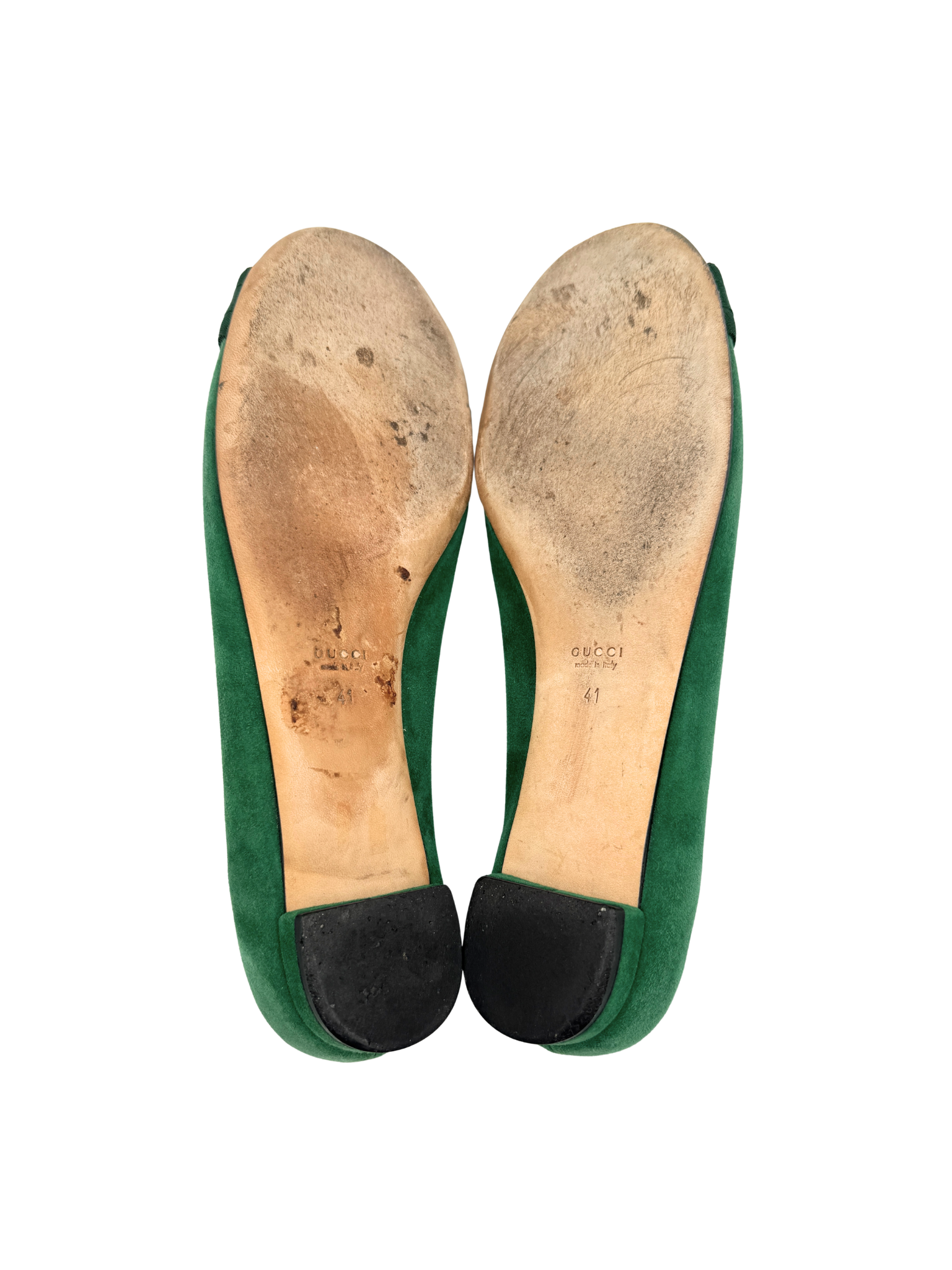 Size 41 GG Logo Ballet Flats in Green Suede