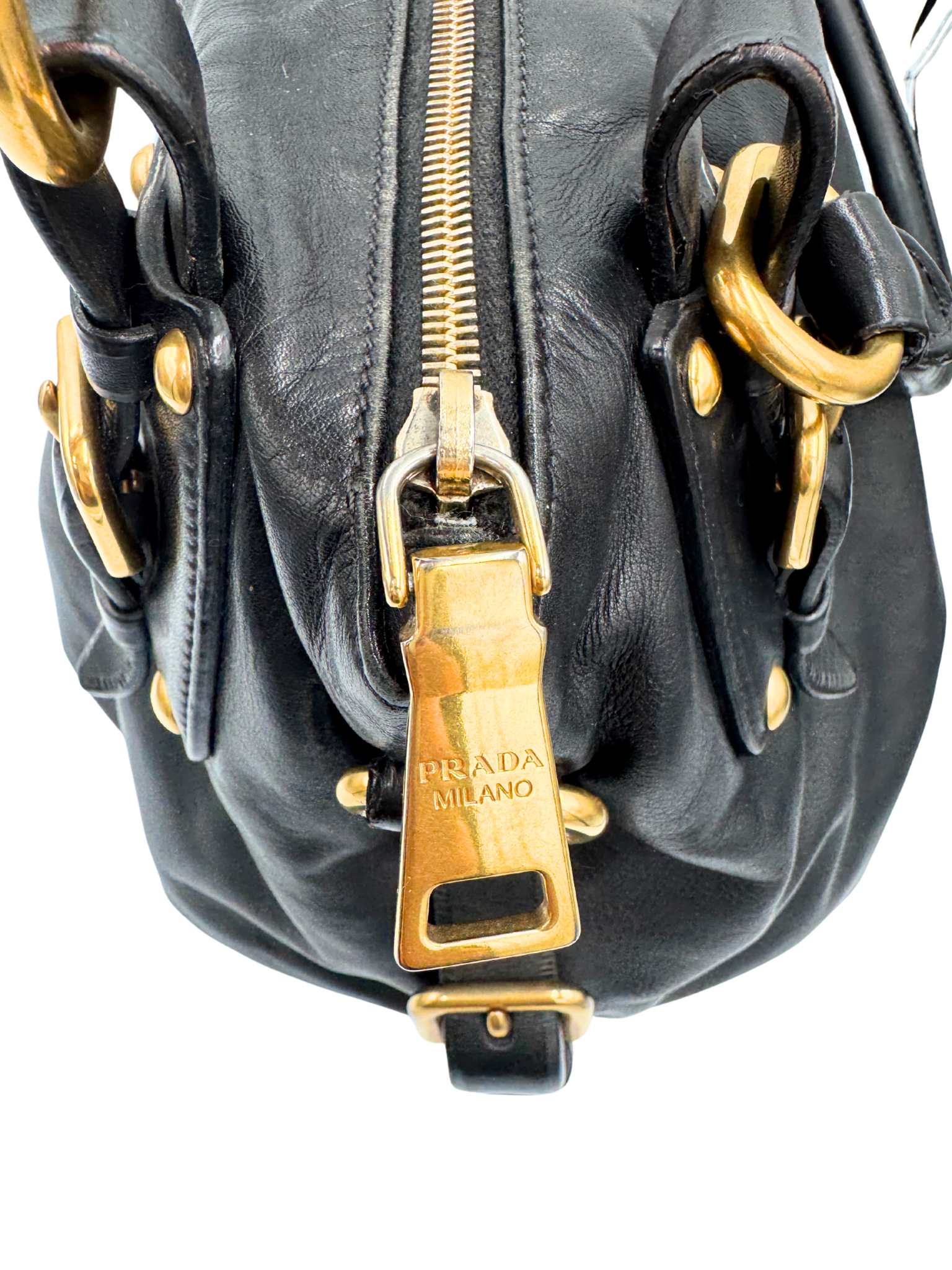 Vintage Hobo Satchel Bag with Crossbody Strap in Black Leather