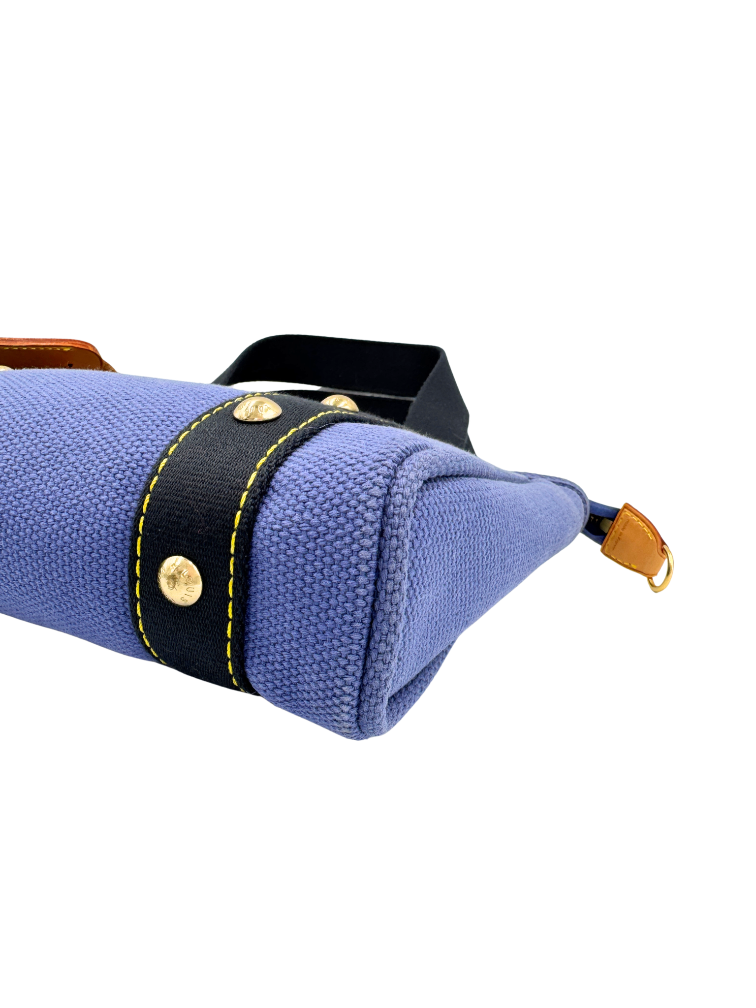 Small Shopping Tote Bag with Logo Plaque in Blue Canvas