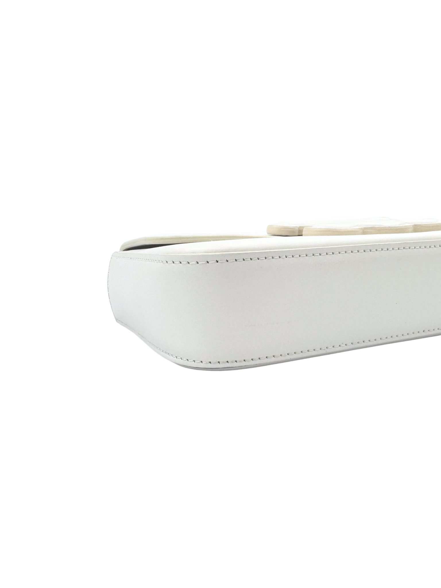 Triomphe Claude Chain Shoulder Bag in White Leather