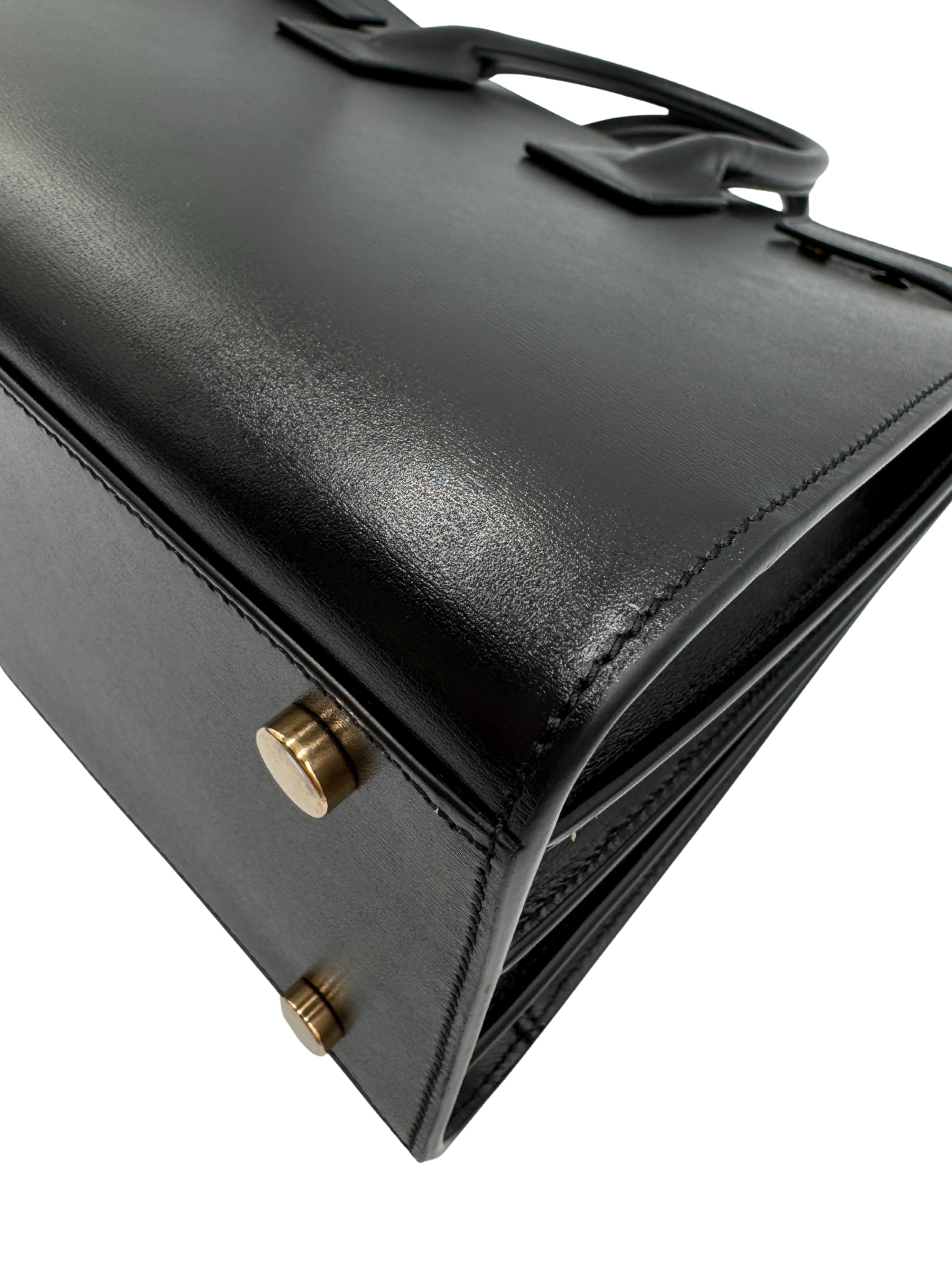 Small Sac De Jour Tote Bag with Removable Pouch Clutch in Black Smooth Calfskin Leather