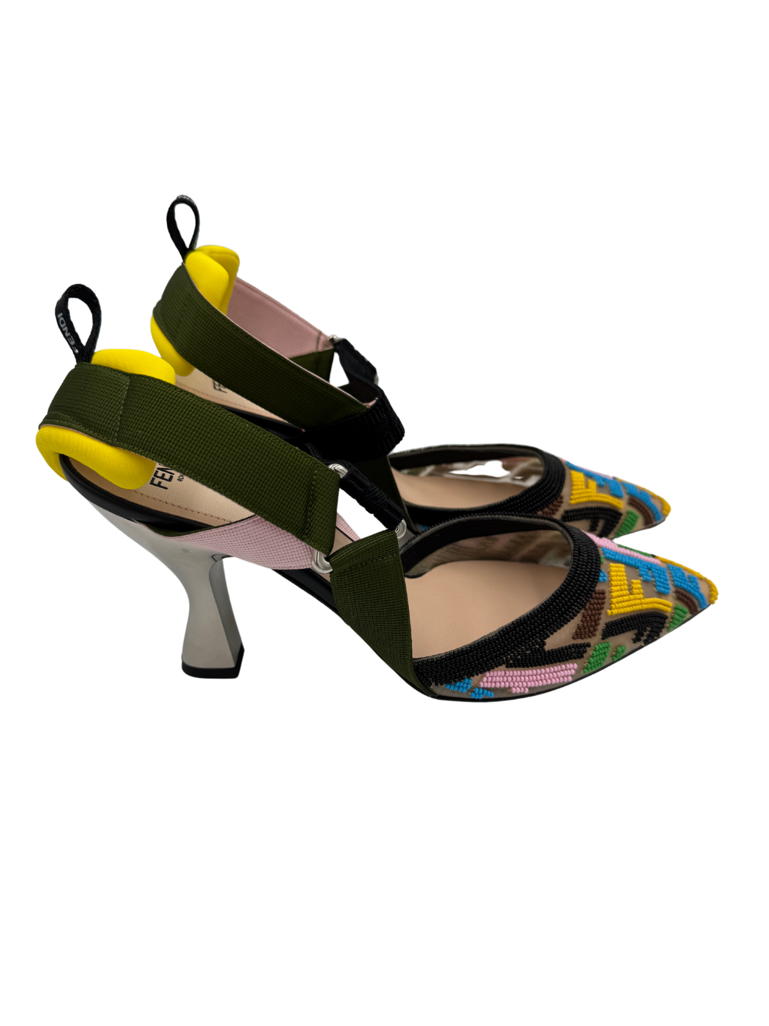 Size 39.5 FF Colibri Slingback Pumps in Multicolor Beaded Mesh