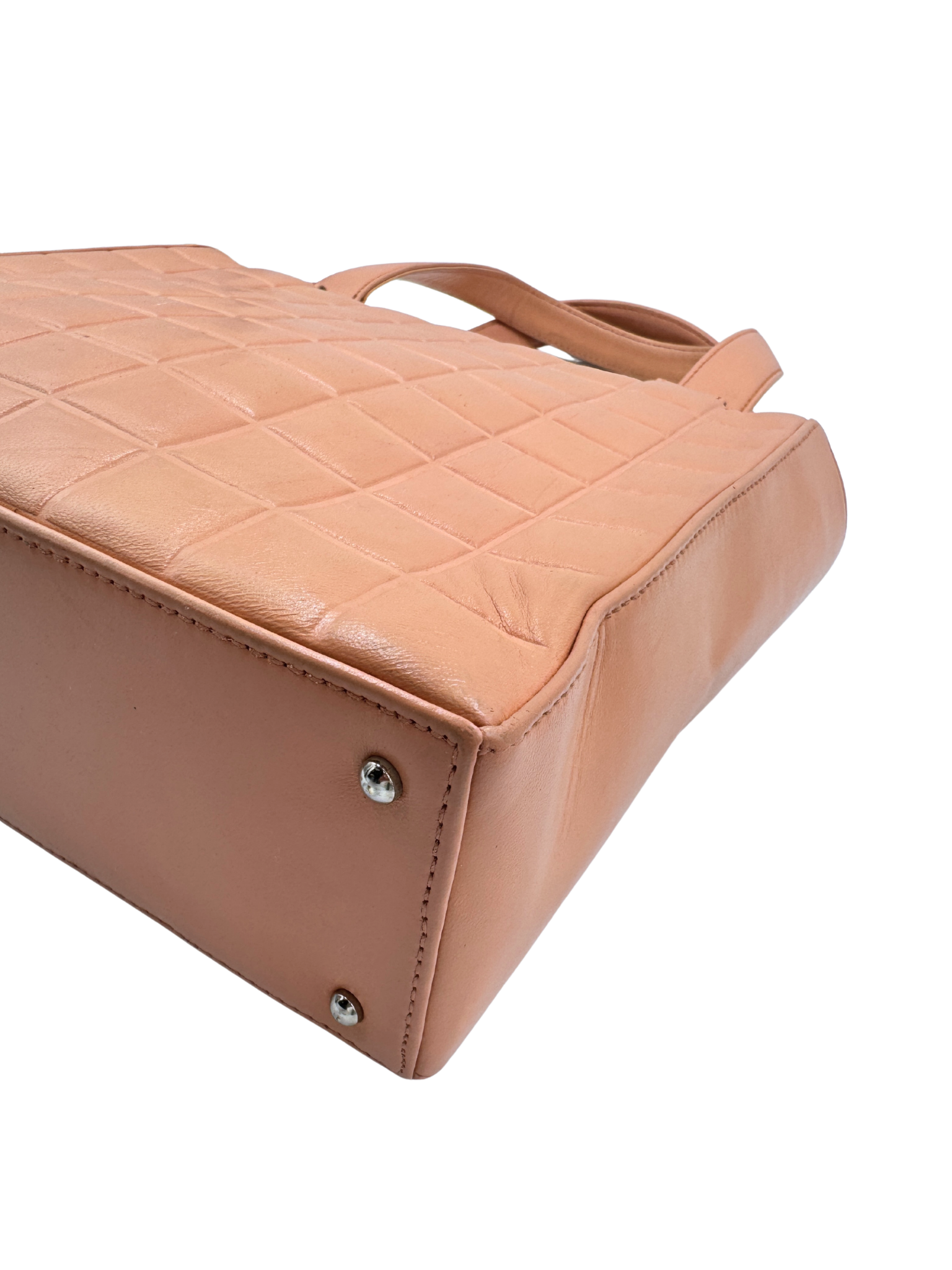 Vintage Chocolate Bar Shopping Tote Bag in Blush Nude Lambskin Leather