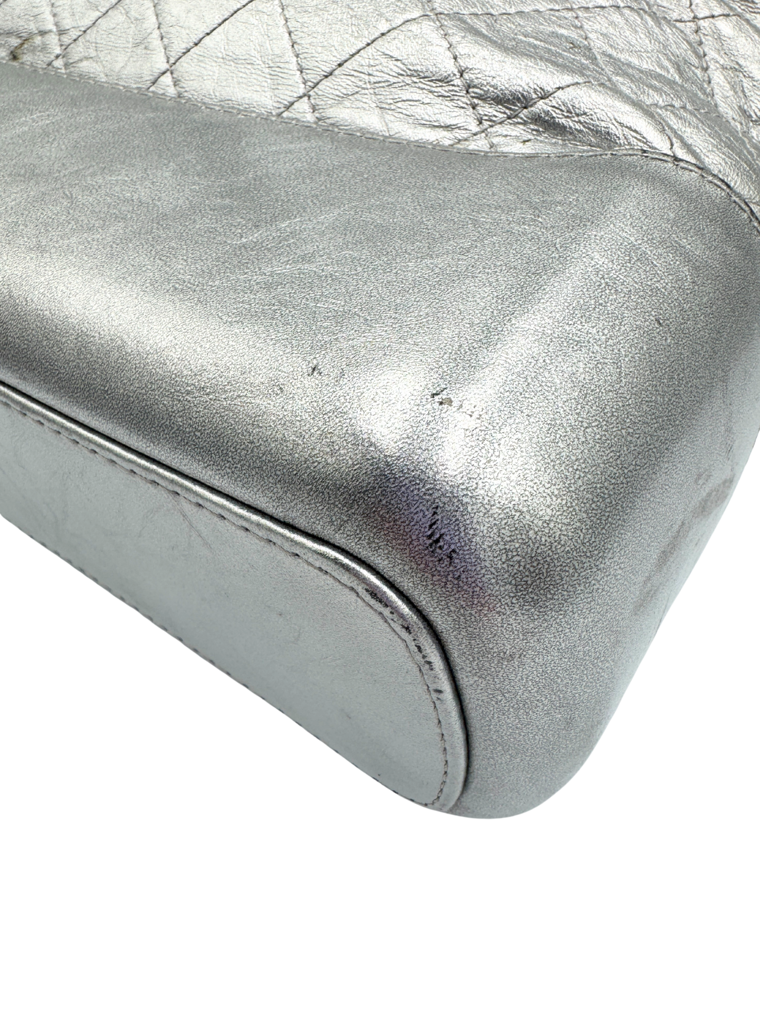 Medium Gabrielle Hobo Shoulder Bag in Aged Silver Calfskin Leather