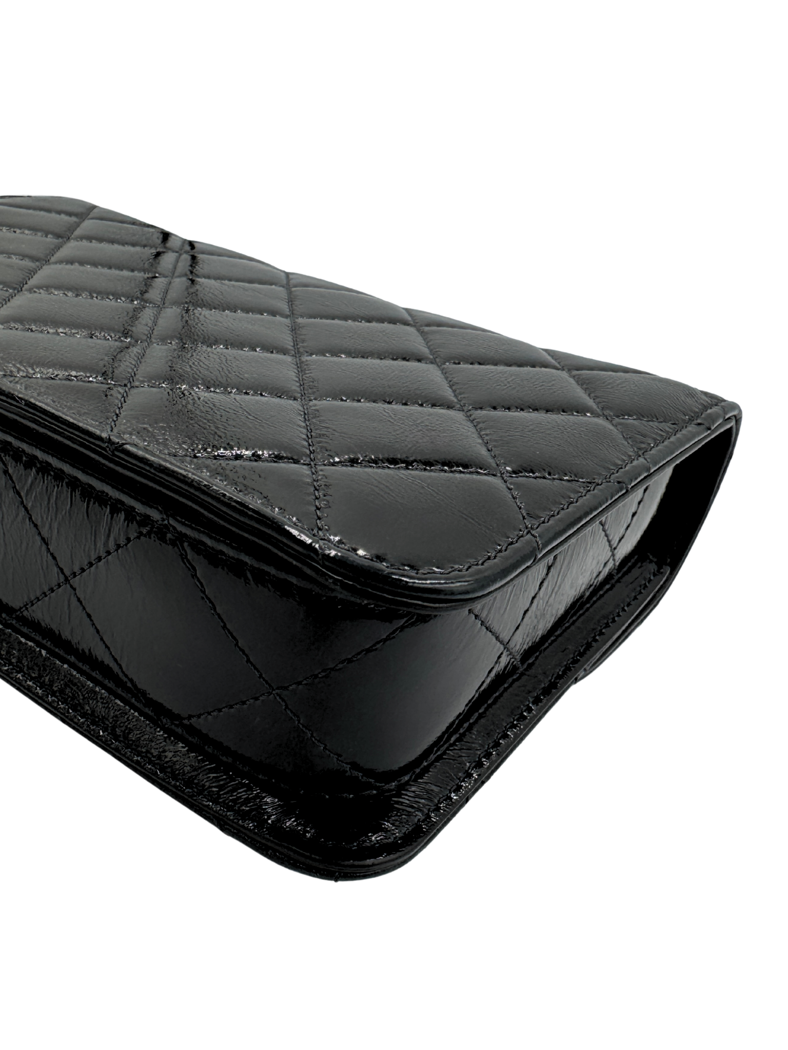 2025 Seasonal Quilted Single Flap Bag in Shiny Glazed Black Calfskin Leather
