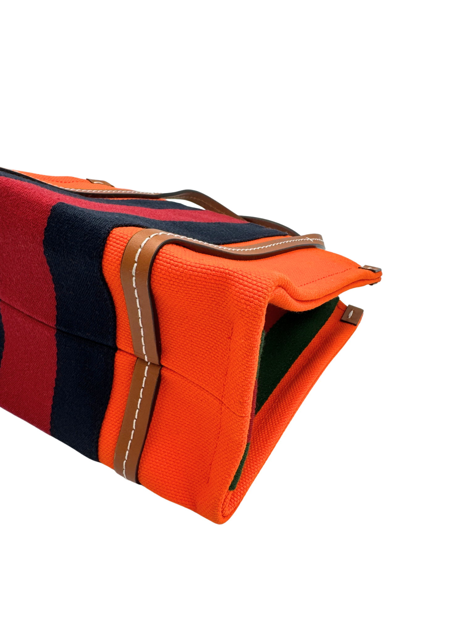 Small Interlocking GG Web Shopping Tote Bag with Top Handle in Orange Canvas