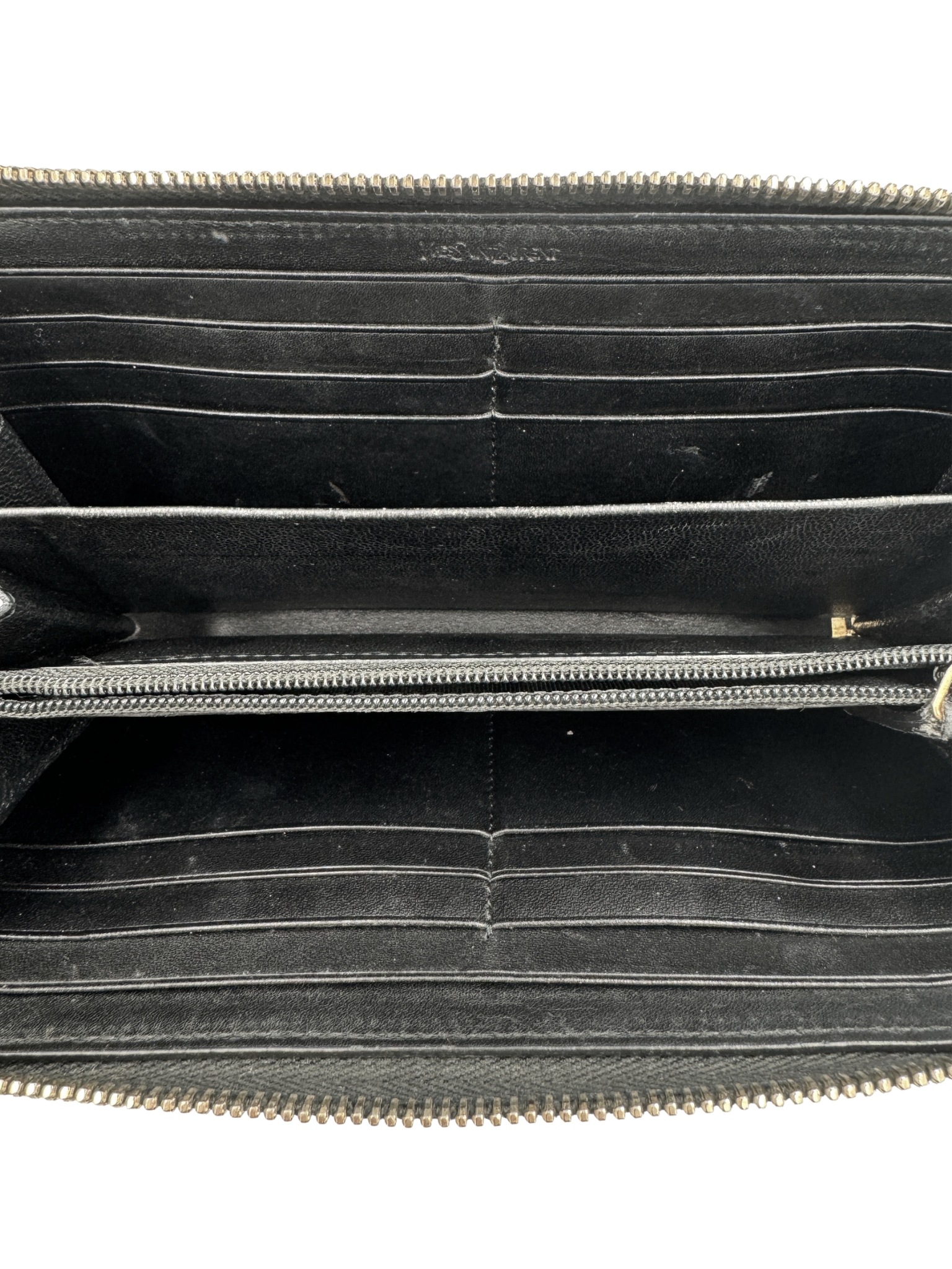 YSL Logo Continental Ziparound Wallet in Black Patent Leather