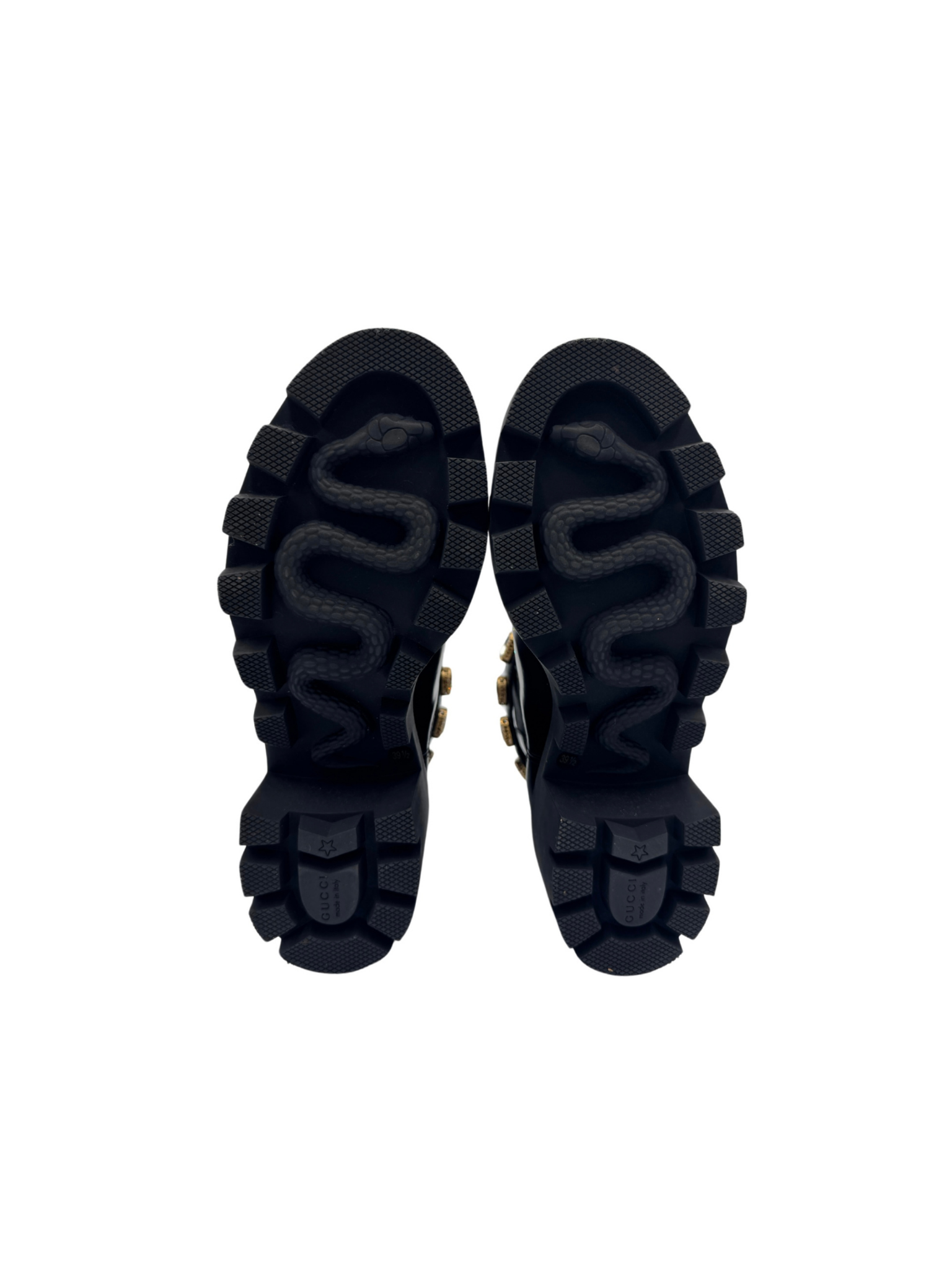 Size 39.5 Trip Crystal-Embellished GG Chelsea Boots in Black Leather