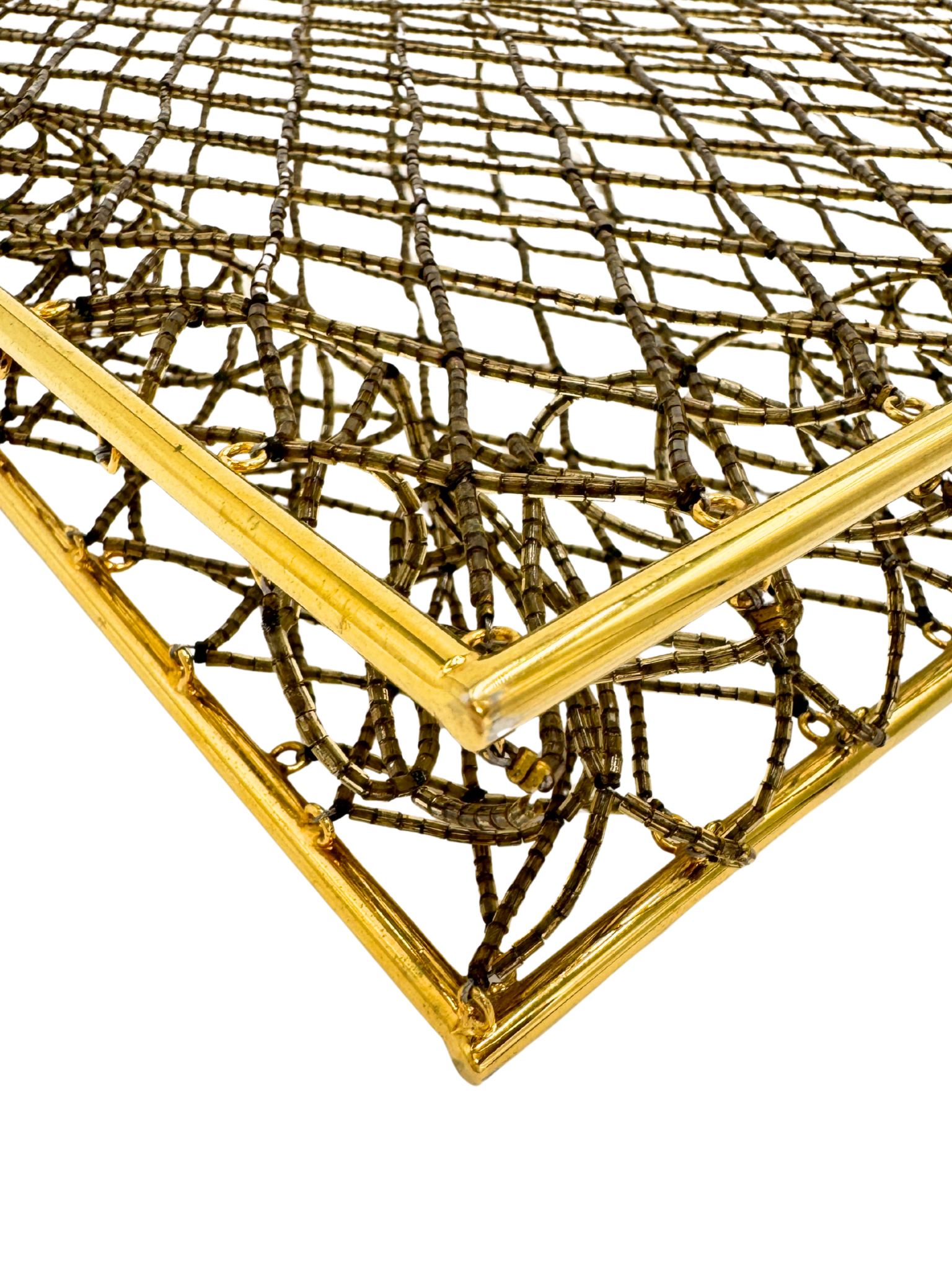 Rare Vintage 1997 Runway XL Metal Cage Shopping Tote Bag in 24k Gold Plated Hardware