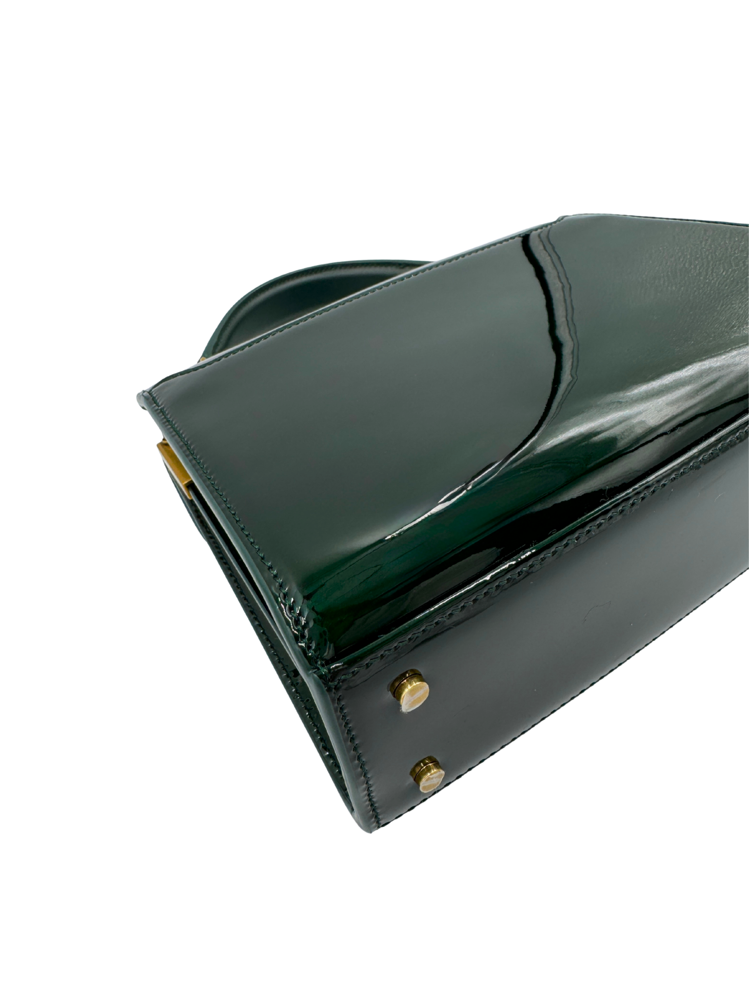 2025 Mini Cassandra Top Handle Shoulder Bag in Fir Leaf Green Patent Leather