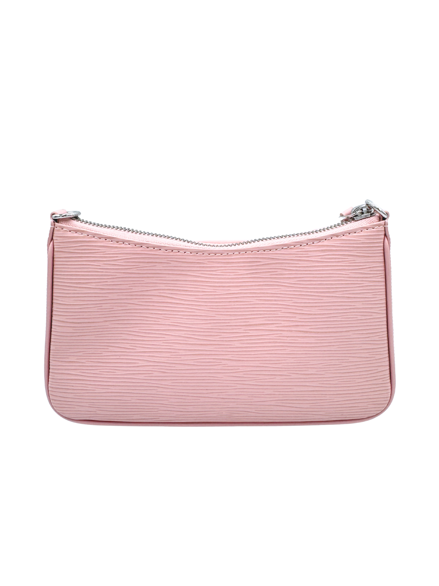 Easy Pouch on Strap Shoulder Bag with Chain in Rose Ballerine Pink Epi Leather
