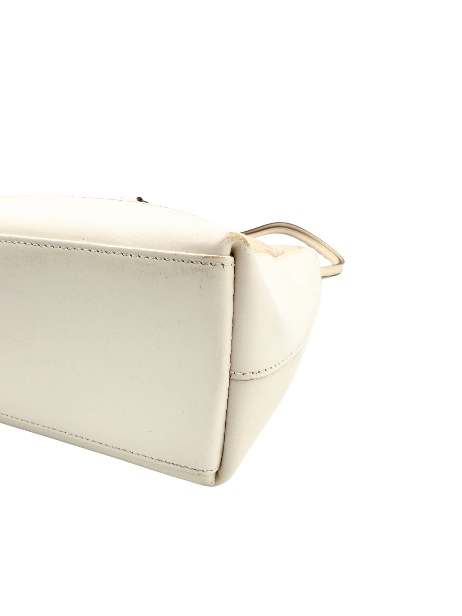 Vintage Jackie Structured Hobo Shoulder Bag in Ivory Monogram GG Supreme Canvas with White Leather Trim