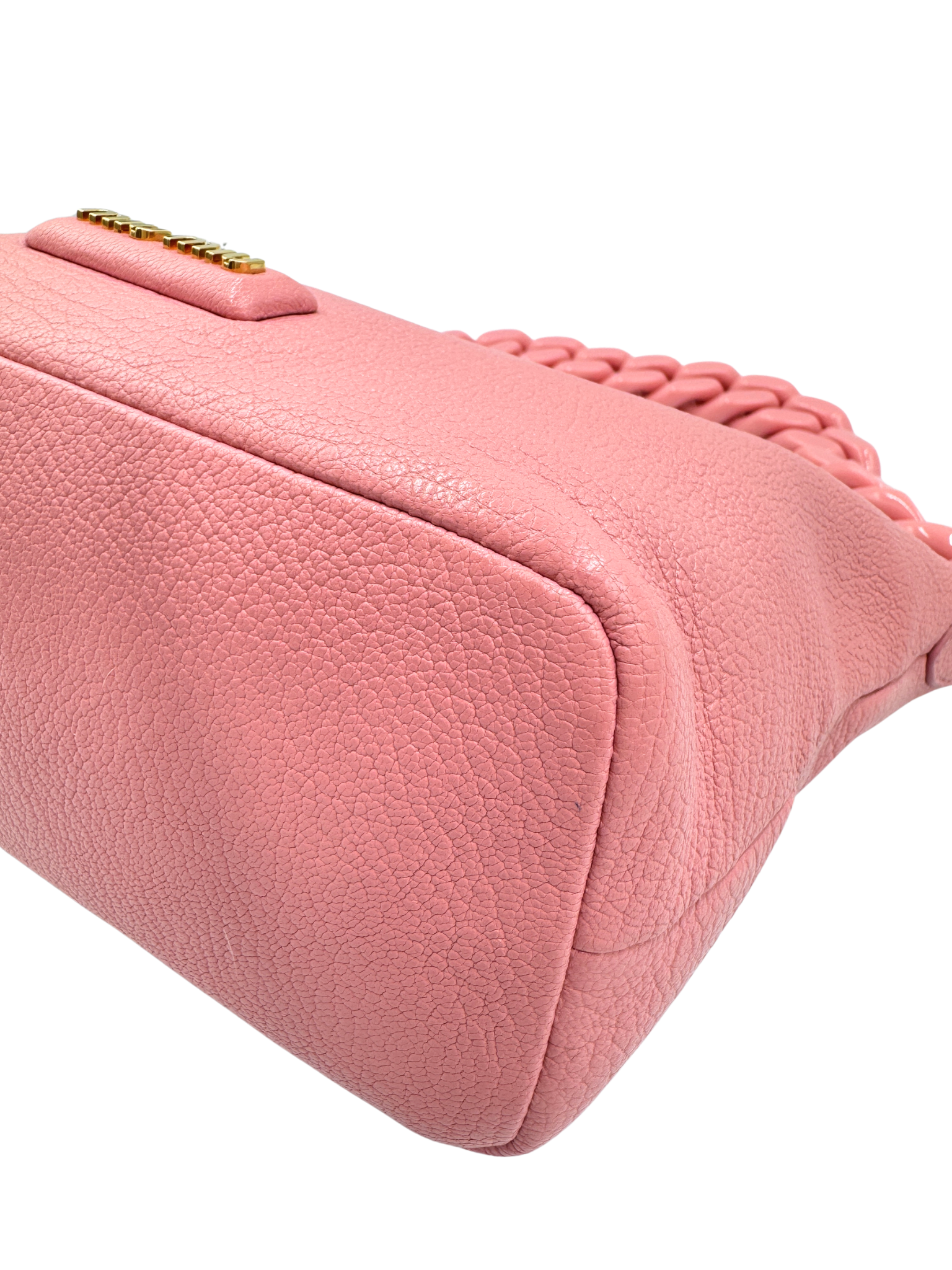 Spirit Shoulder Bag with Chainlink Strap in Pink Calfskin Leather