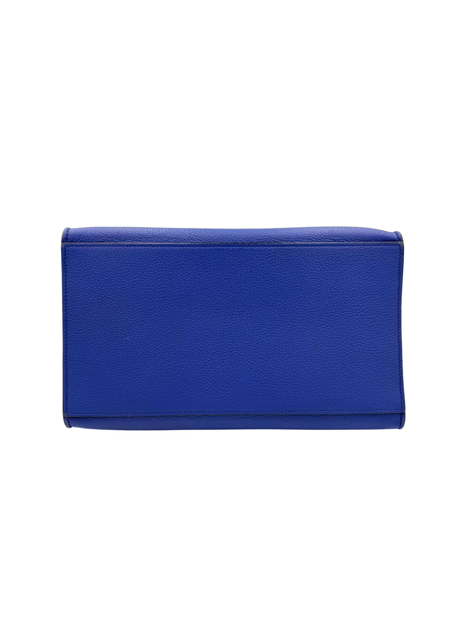 Medium Trapeze Shoulder Bag with Top Handle in Blue Calfskin Leather & Suede