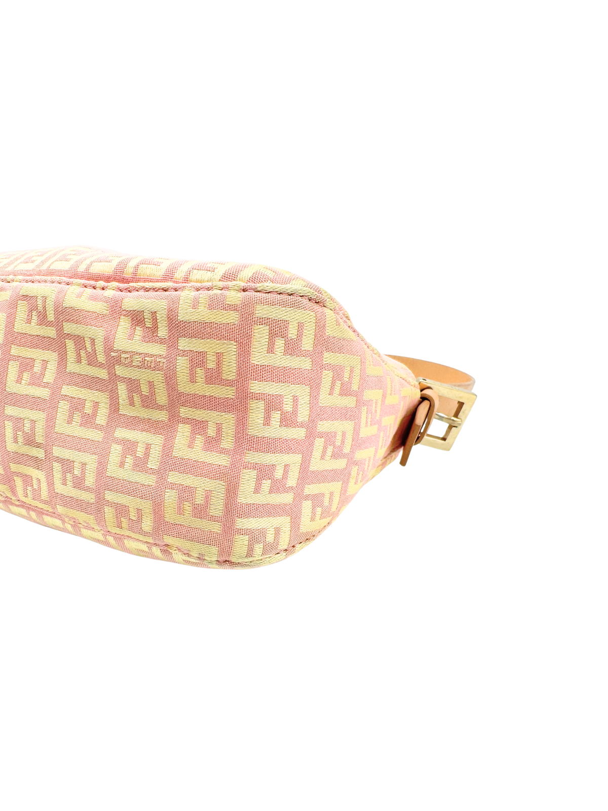 Vintage Zucchino FF Baguette Shoulder Bag in Pink and Ivory Monogram Canvas