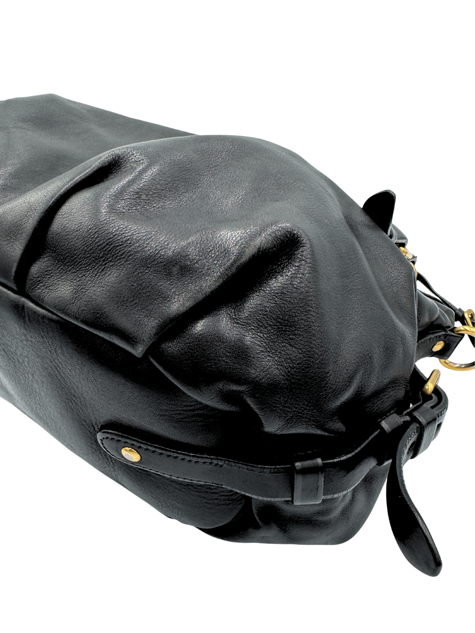 Hobo Satchel Bag with Crossbody Strap in Black Leather