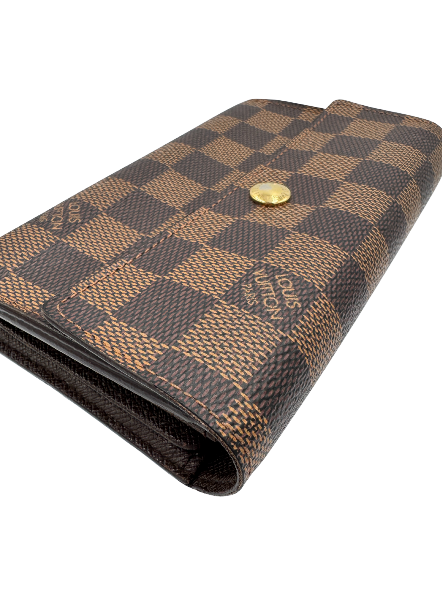 Vintage LV Porte-Tresor Etui Papier Tri-Fold Wallet in Damier Ebene Coated Canvas