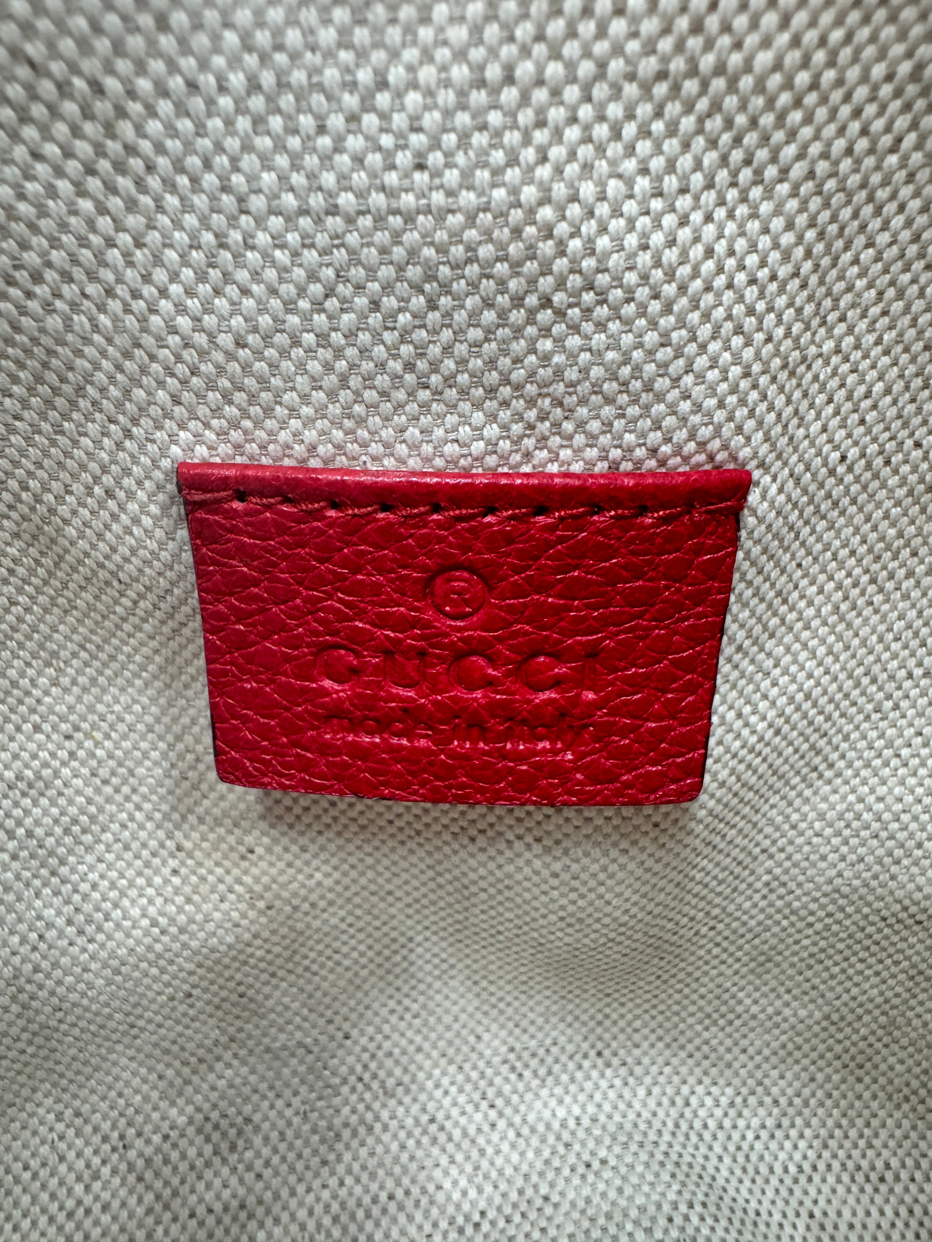 Interlocking GG Web Belt Bag in Red Grained Leather