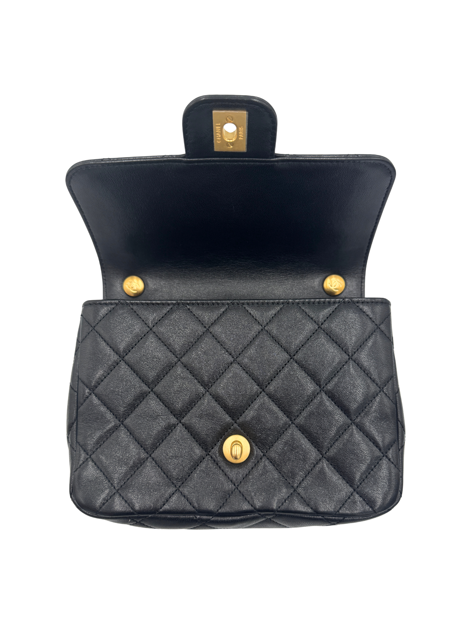 Quilted Classic Single Flap Bag in Black Calfskin Leather