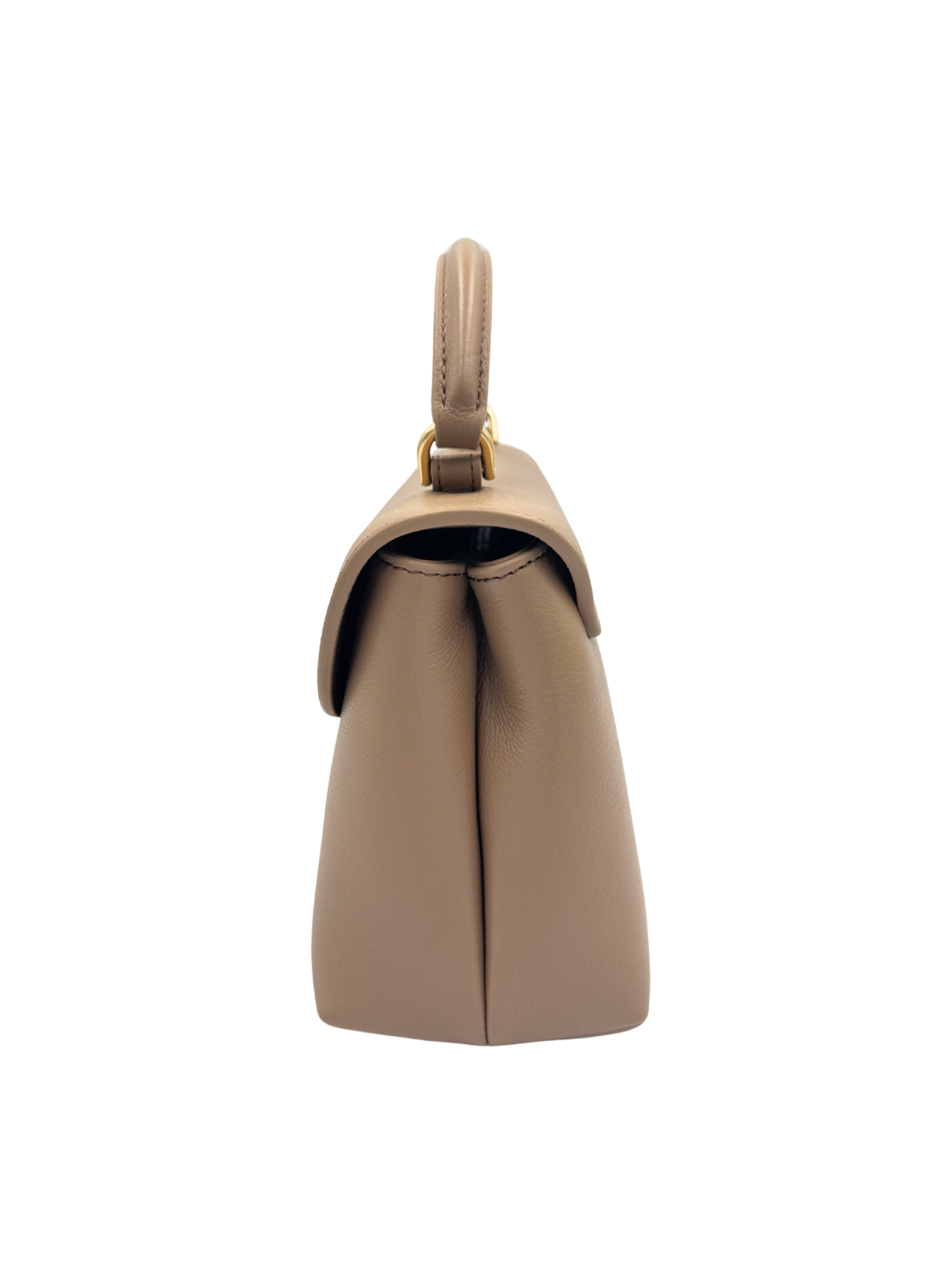 Teen Nino Top Handle Bag in Smoked Brown Supple Calfskin Leather