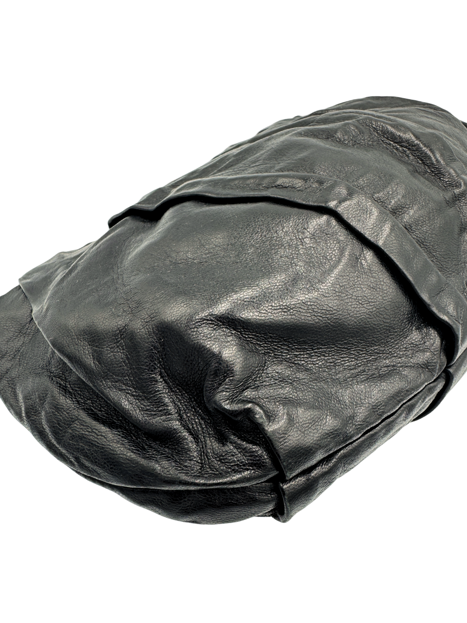 Prada Wristlet Clutch in Black Crinkled Leather