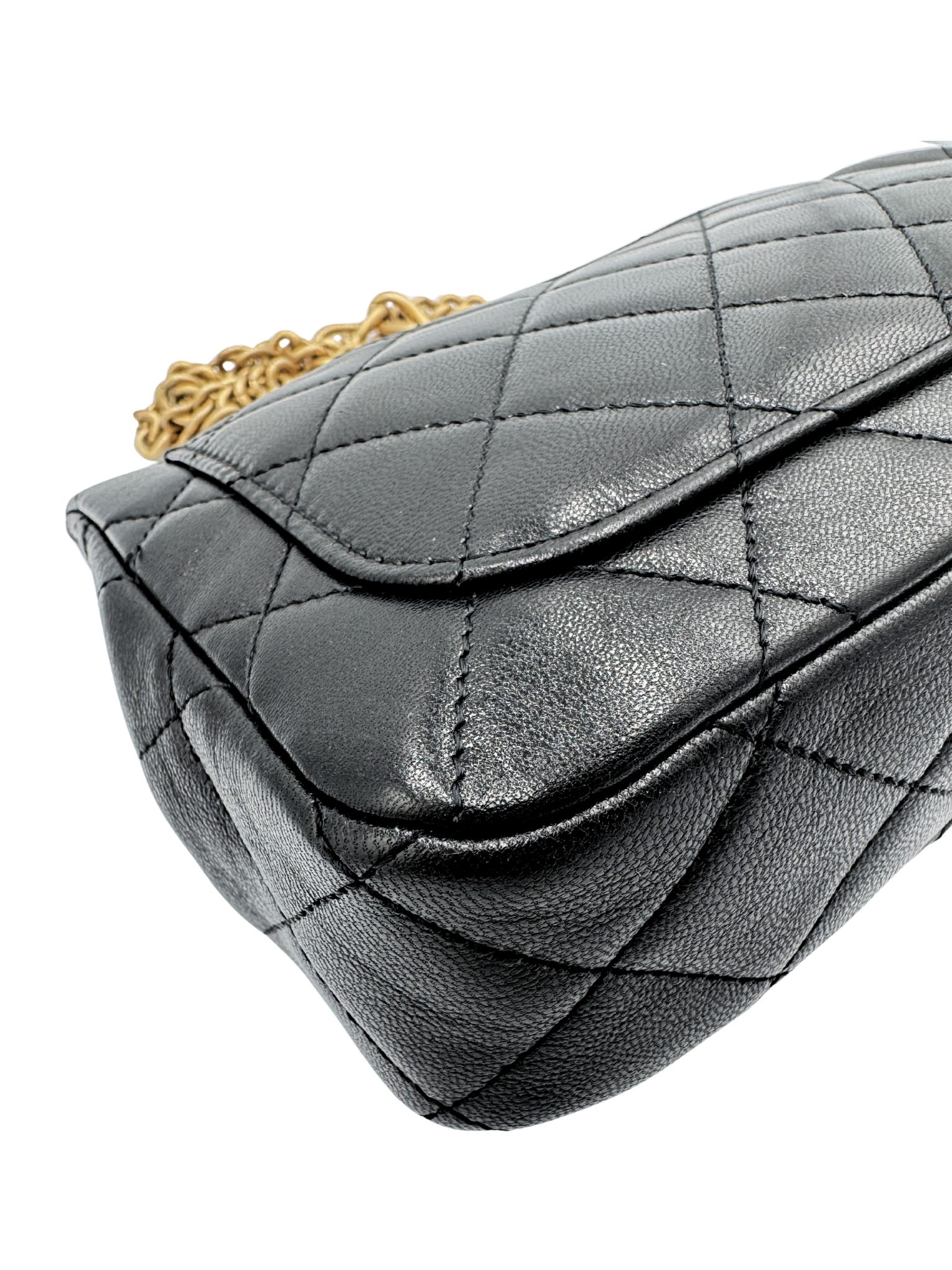 Quilted Classic Single Flap Bag in Black Calfskin Leather