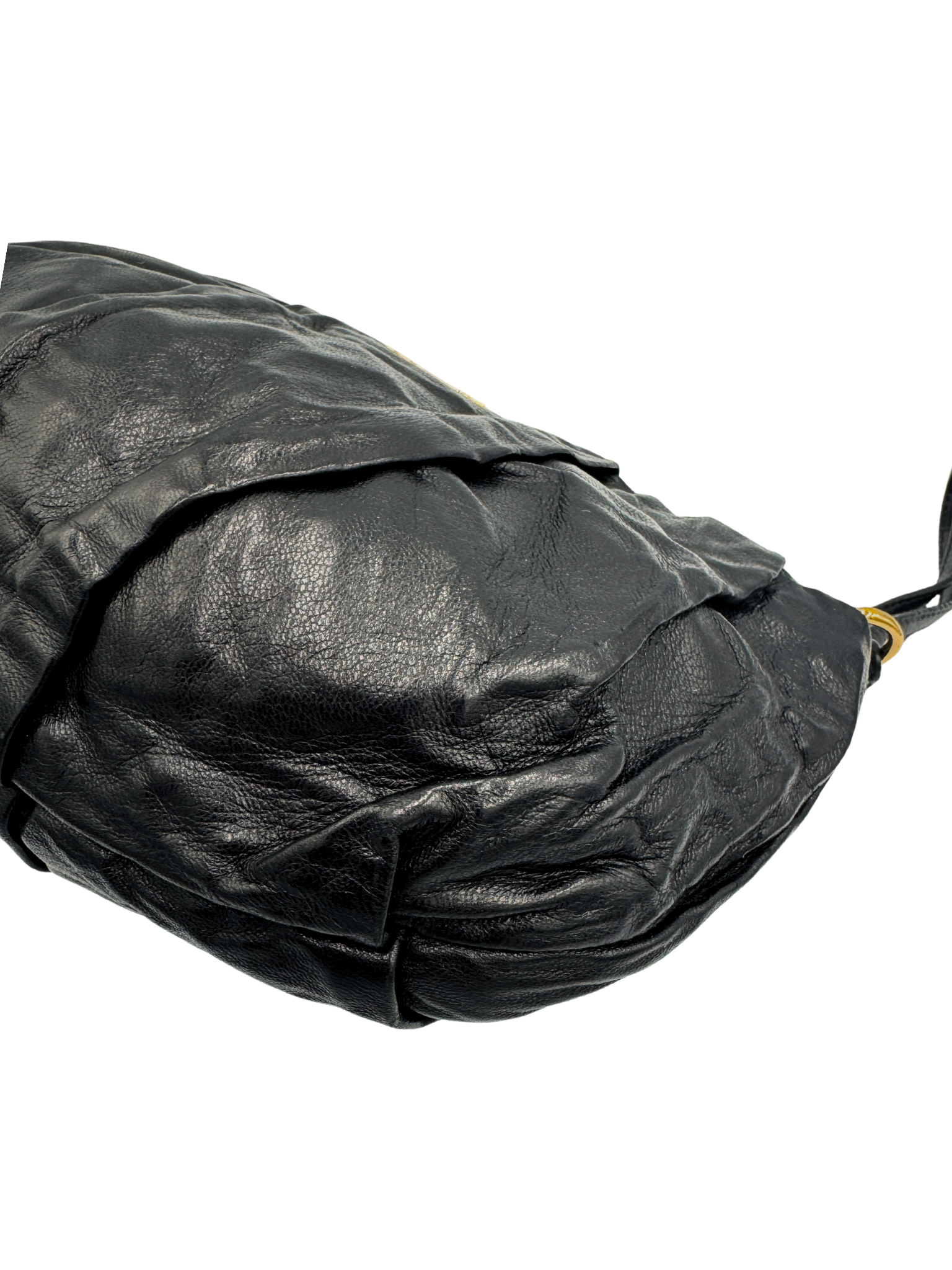 Prada Wristlet Clutch in Black Crinkled Leather