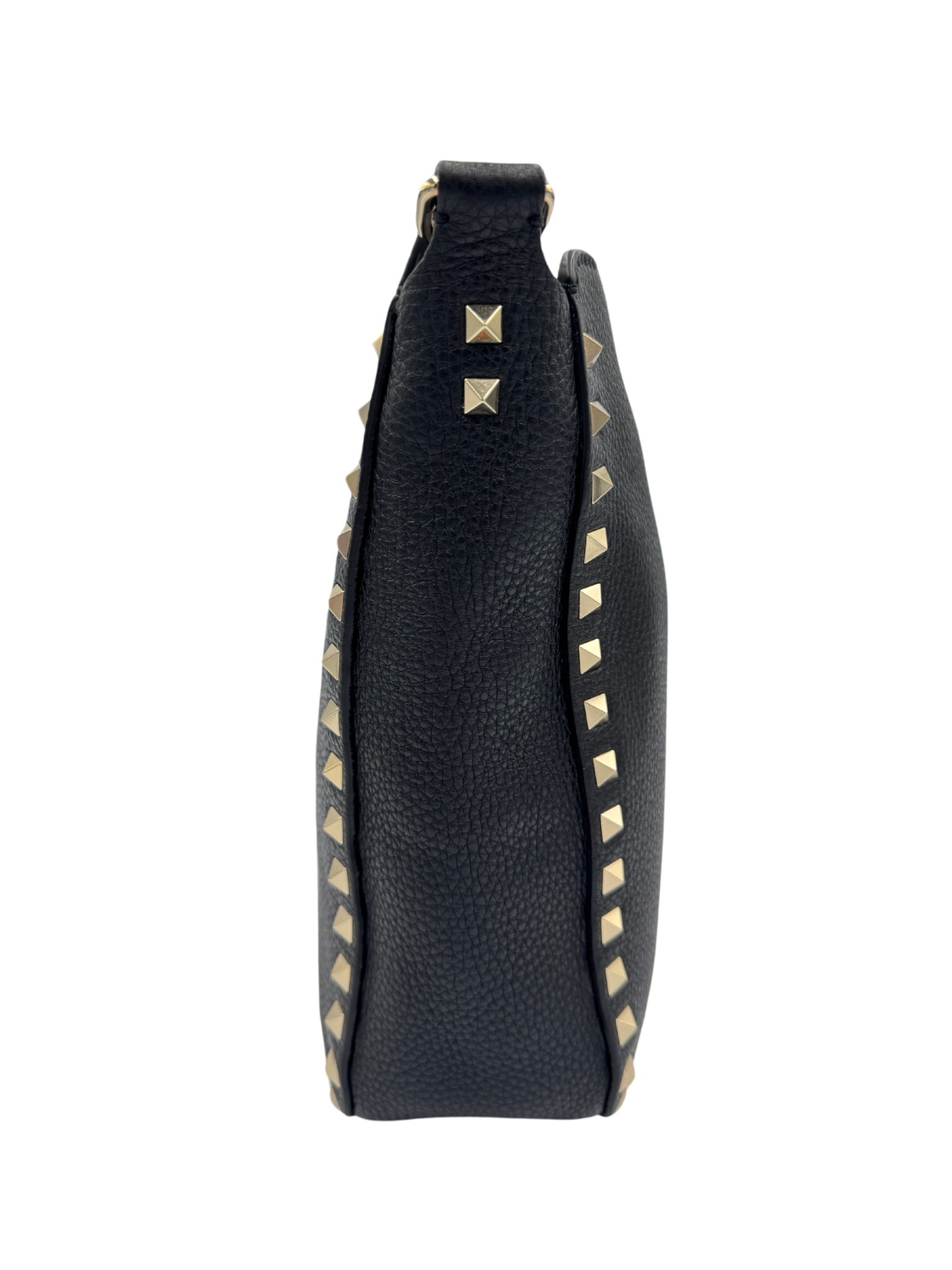 Rockstud Messenger Bag in Black Grained Leather