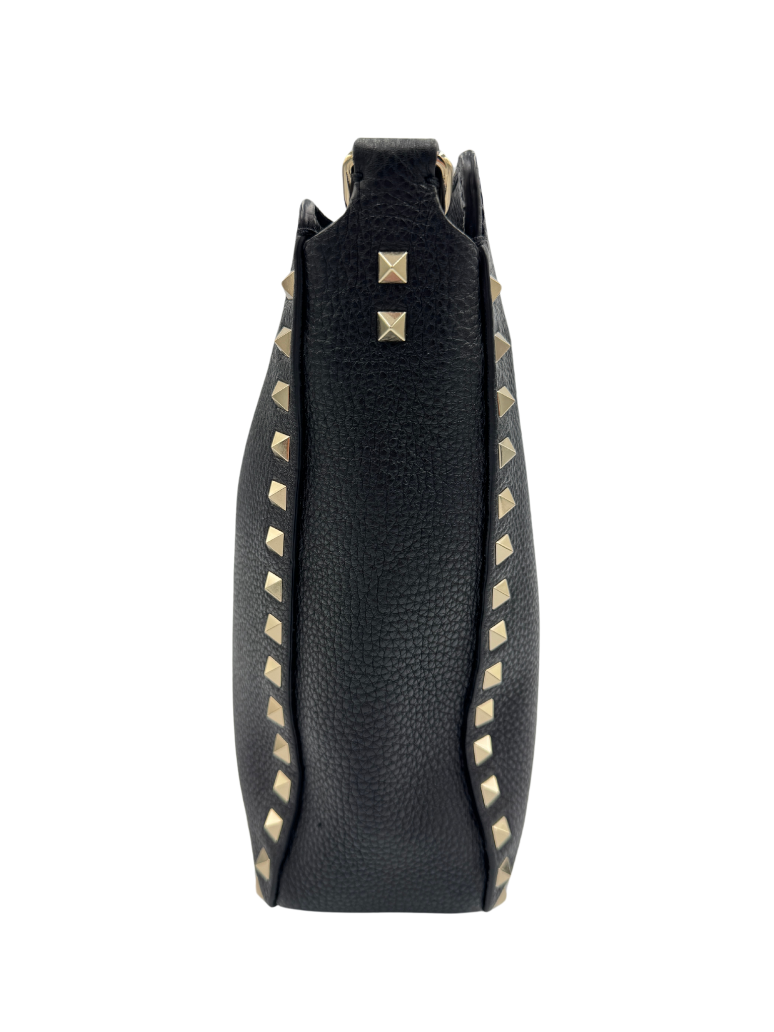 Rockstud Messenger Bag in Black Grained Leather