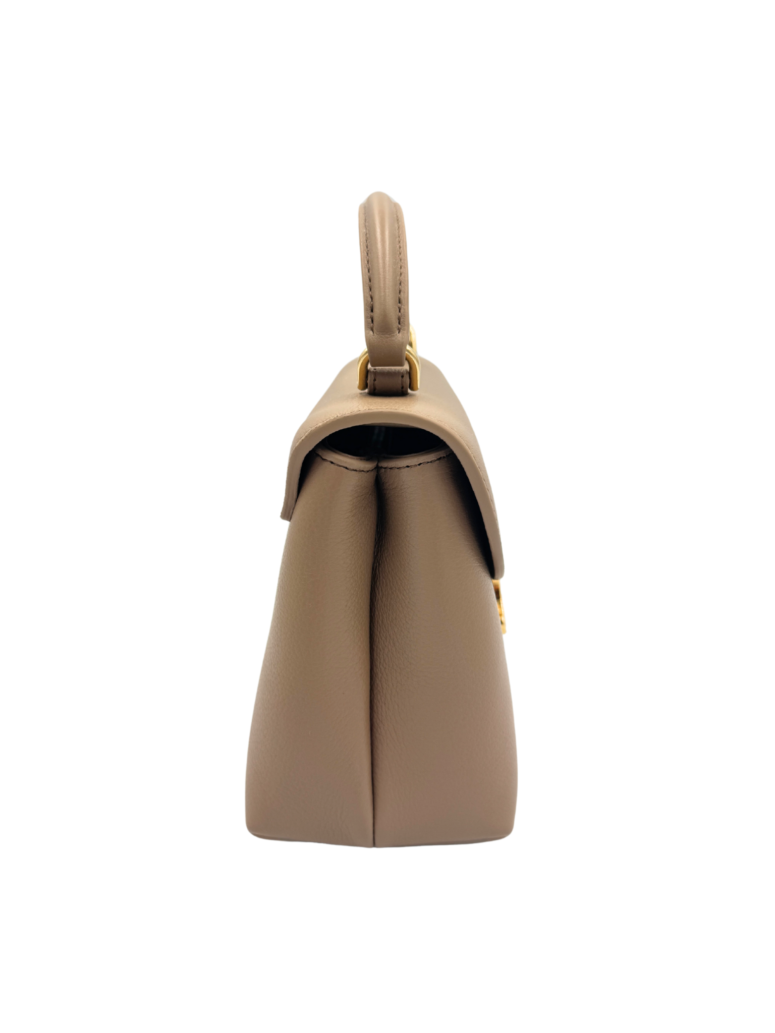 Teen Nino Top Handle Bag in Smoked Brown Supple Calfskin Leather