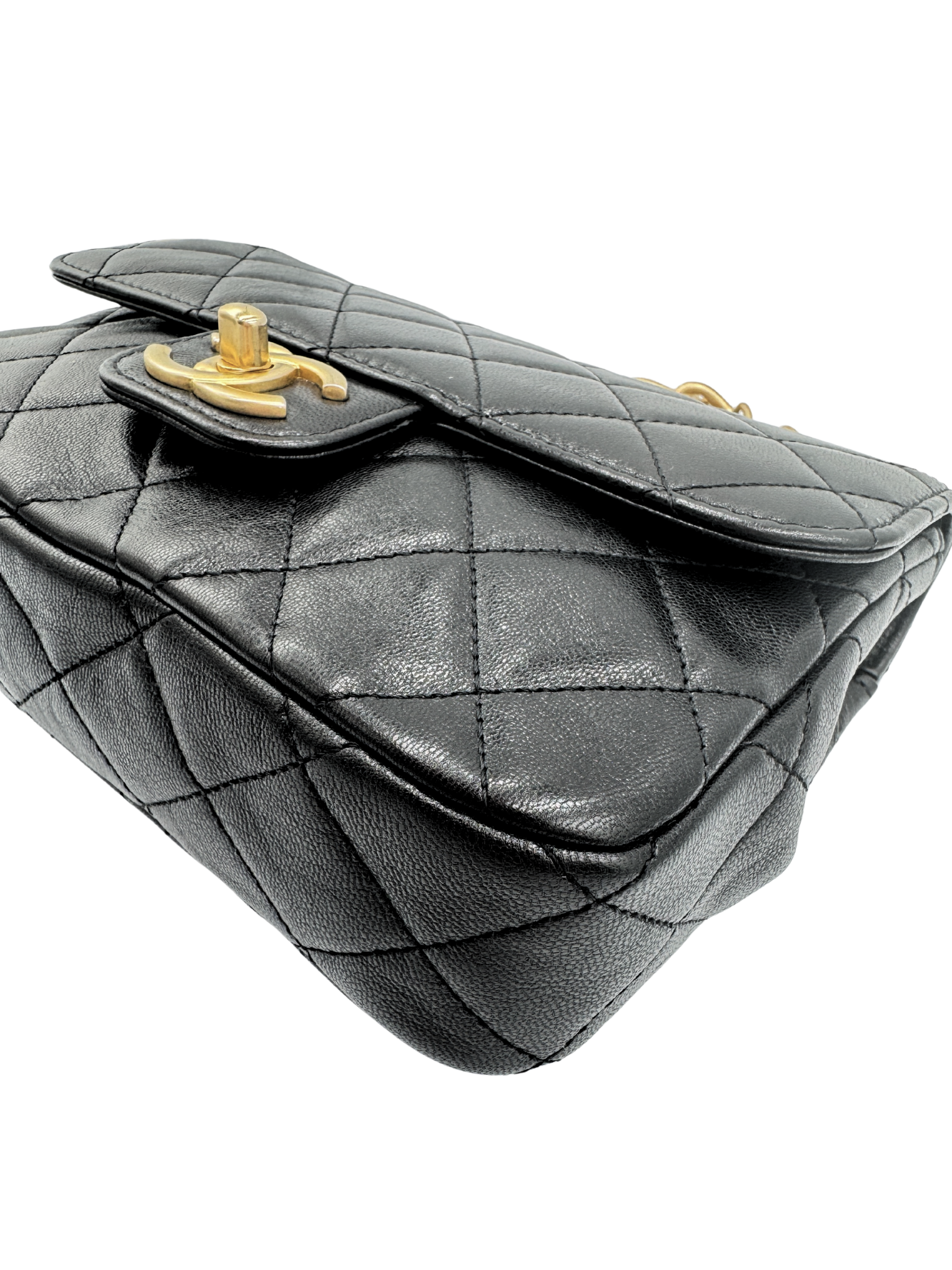 Quilted Classic Single Flap Bag in Black Calfskin Leather