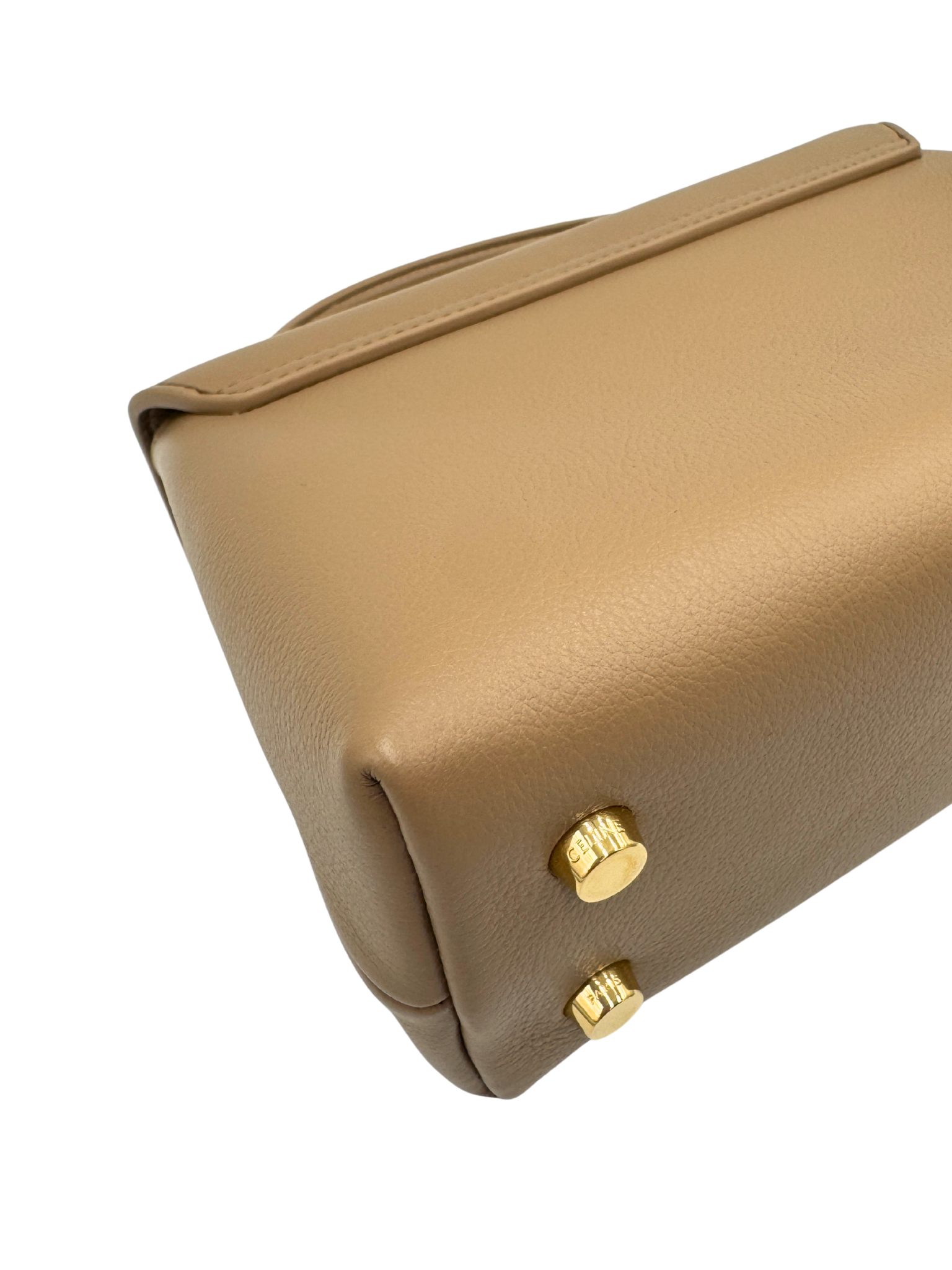 Teen Nino Top Handle Bag in Smoked Brown Supple Calfskin Leather