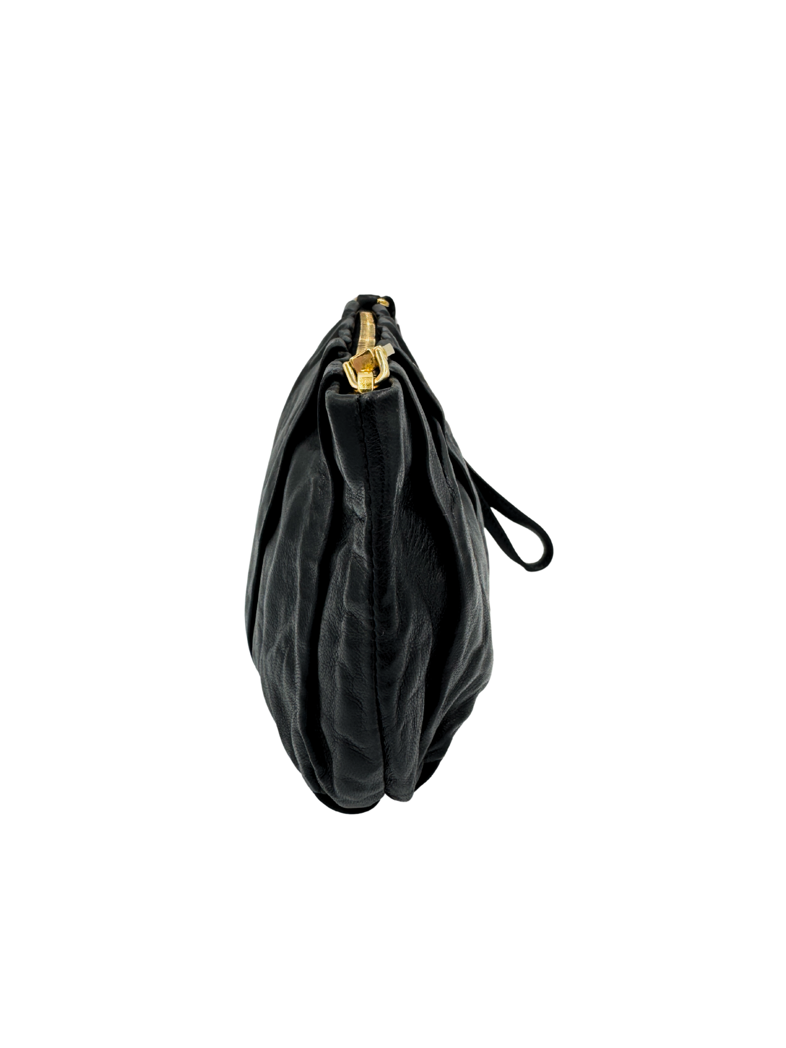 Prada Wristlet Clutch in Black Crinkled Leather