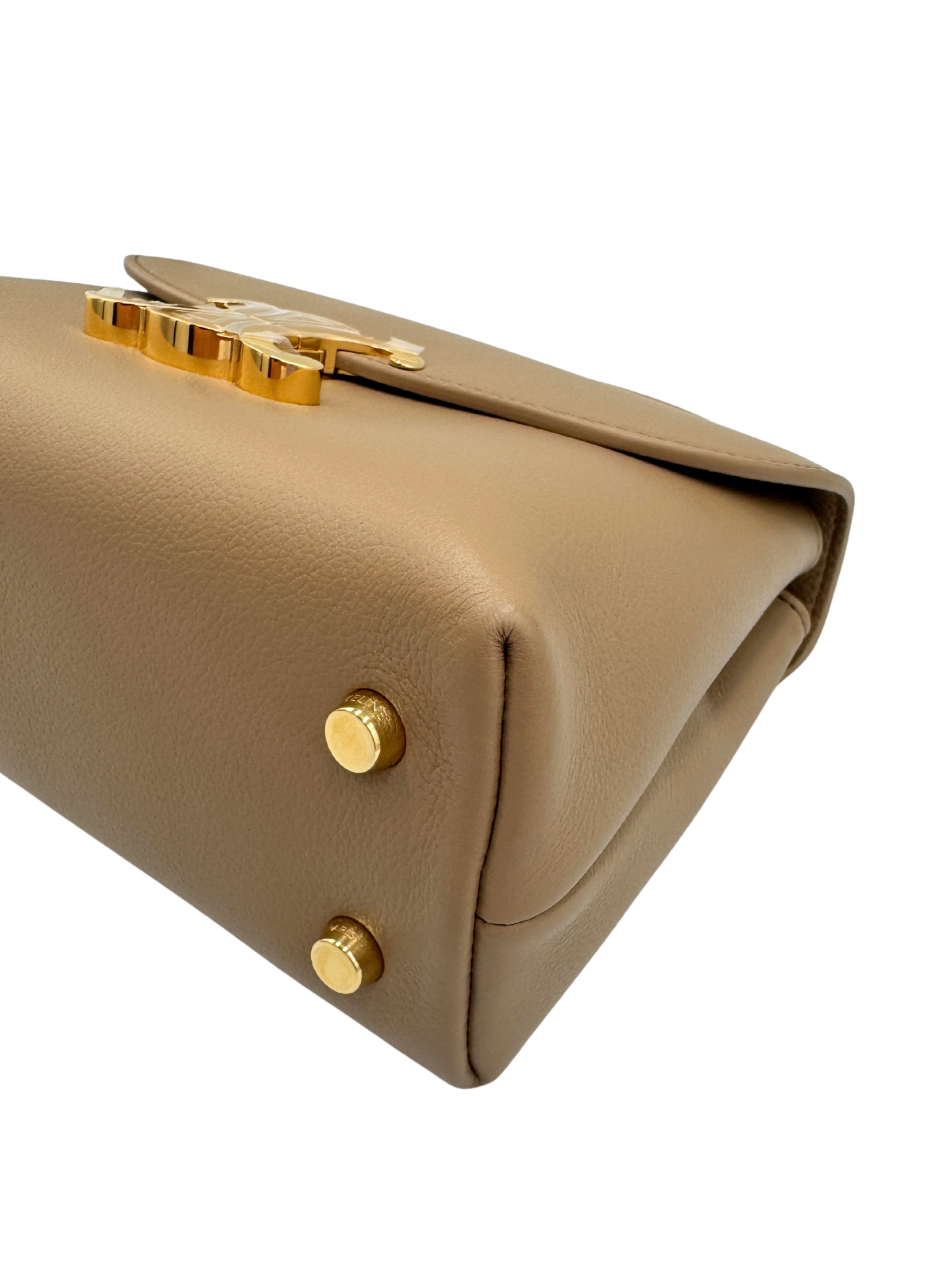 Teen Nino Top Handle Bag in Smoked Brown Supple Calfskin Leather