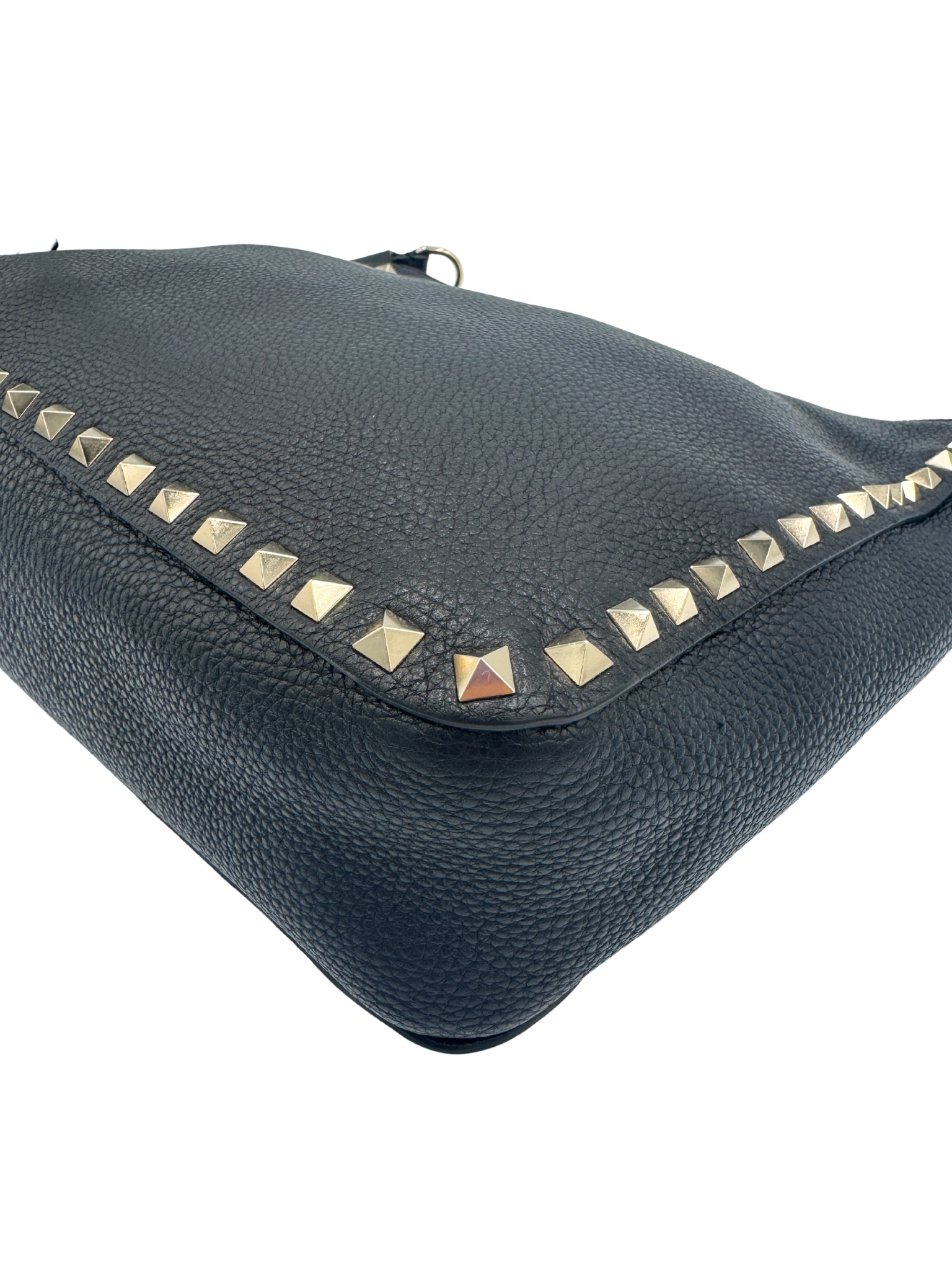 Rockstud Messenger Bag in Black Grained Leather