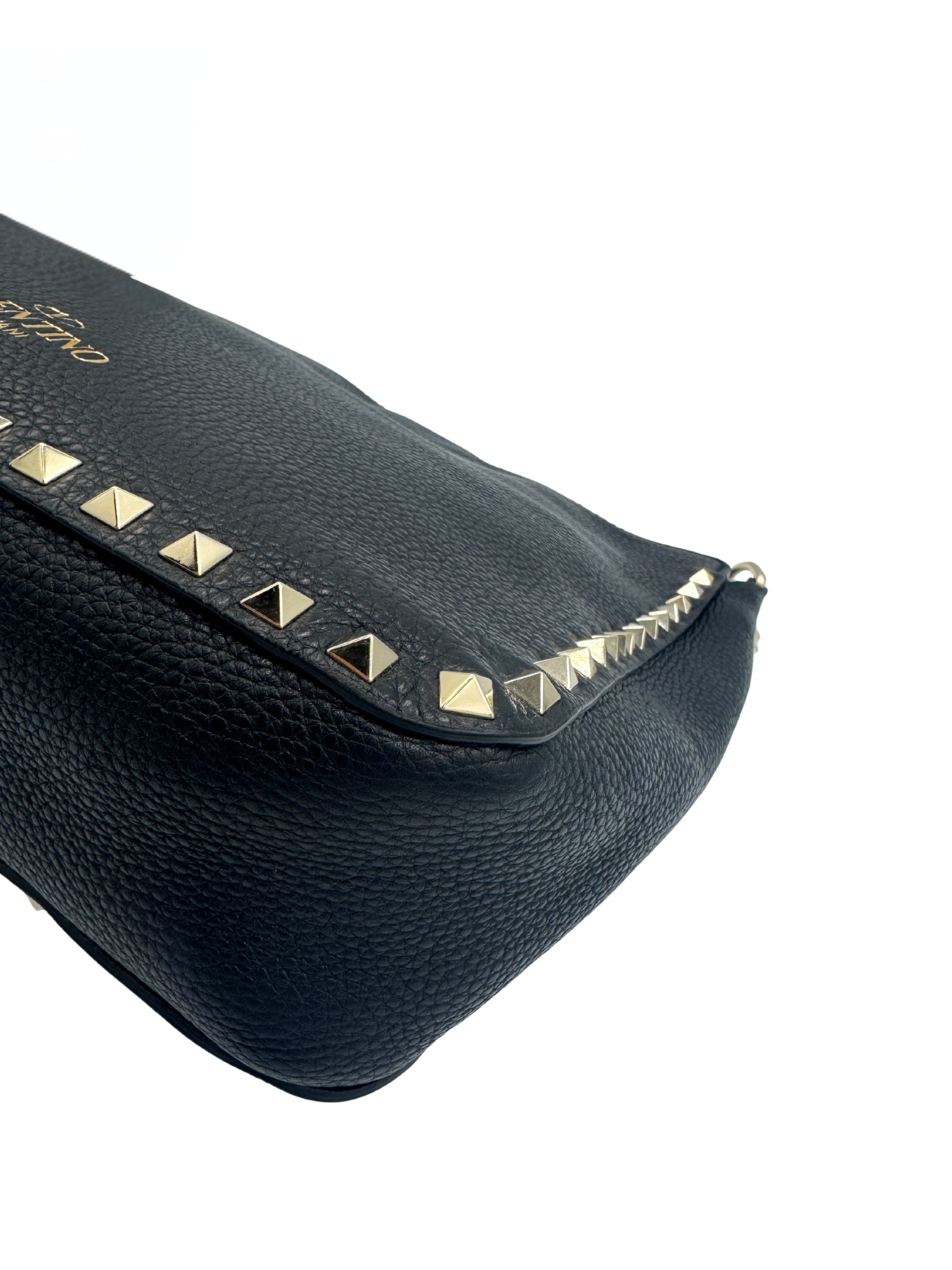 Rockstud Messenger Bag in Black Grained Leather