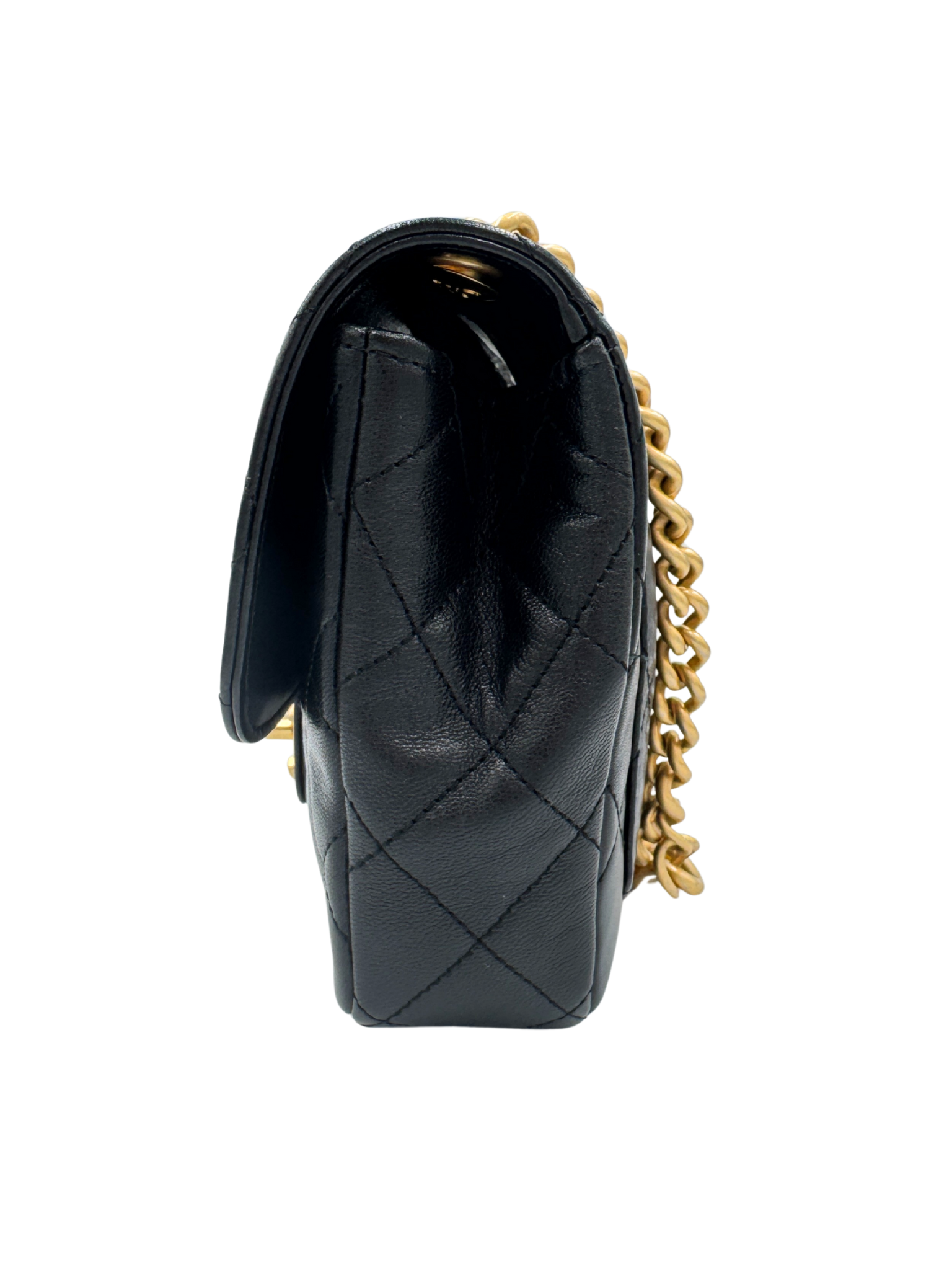 Quilted Classic Single Flap Bag in Black Calfskin Leather