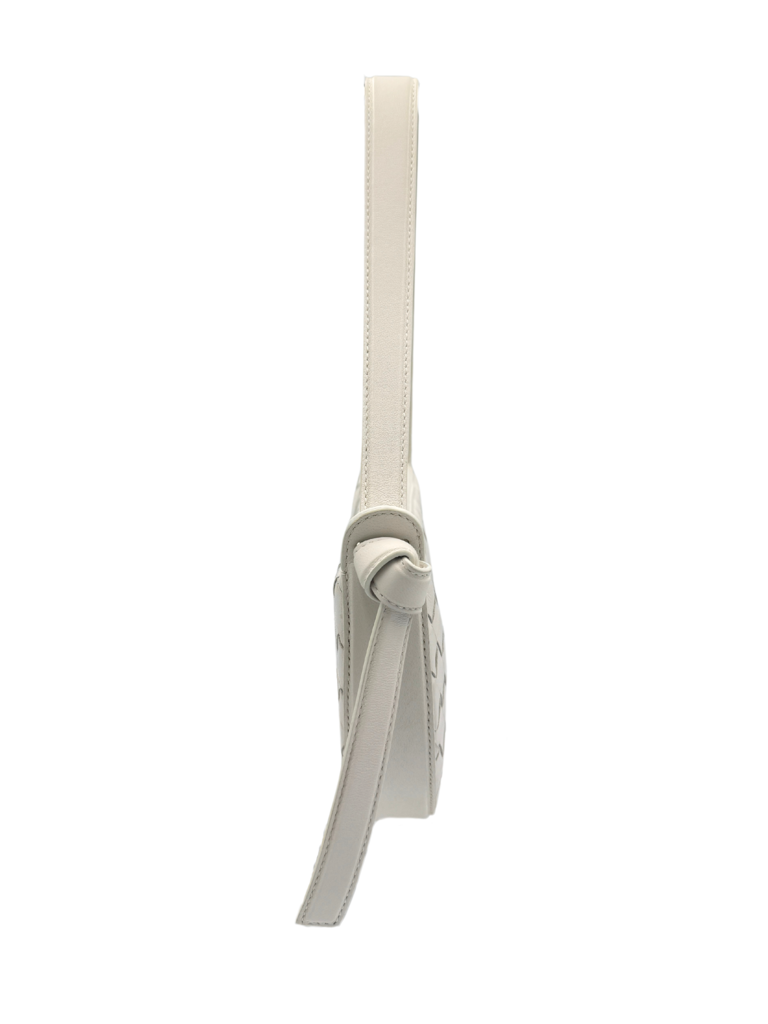 Mini Sunrise Shoulder Bag in White Intrecciato Leather