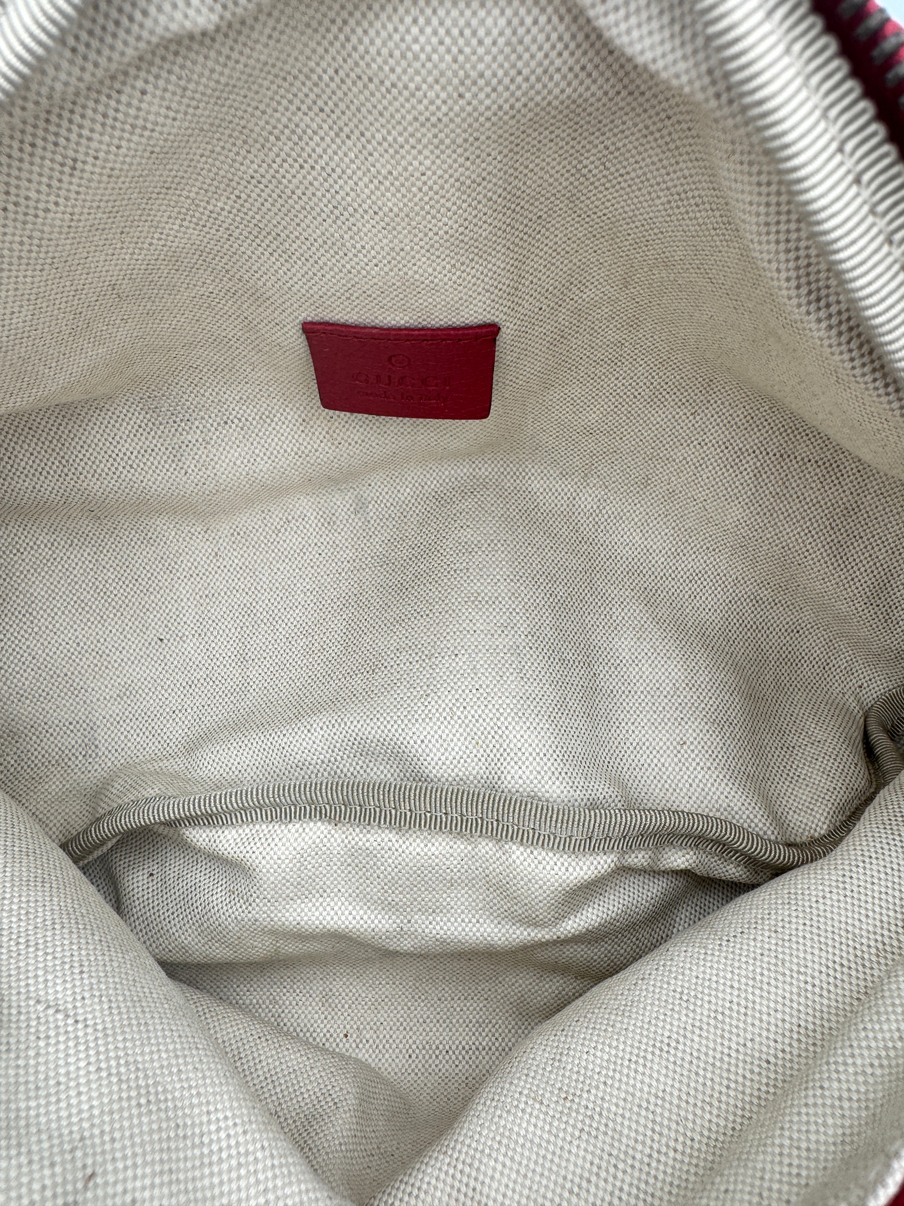 Interlocking GG Web Belt Bag in Red Grained Leather