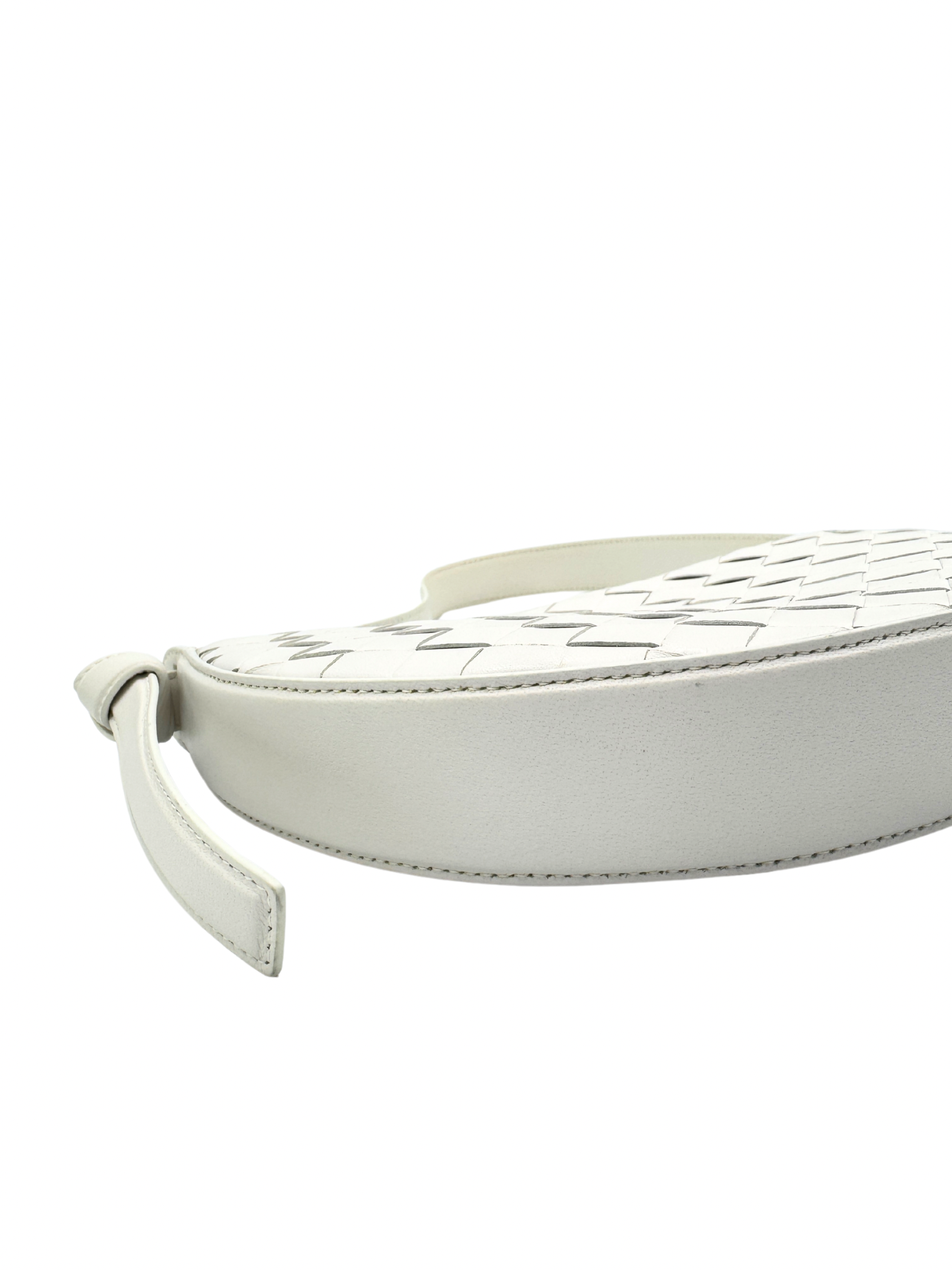 Mini Sunrise Shoulder Bag in White Intrecciato Leather