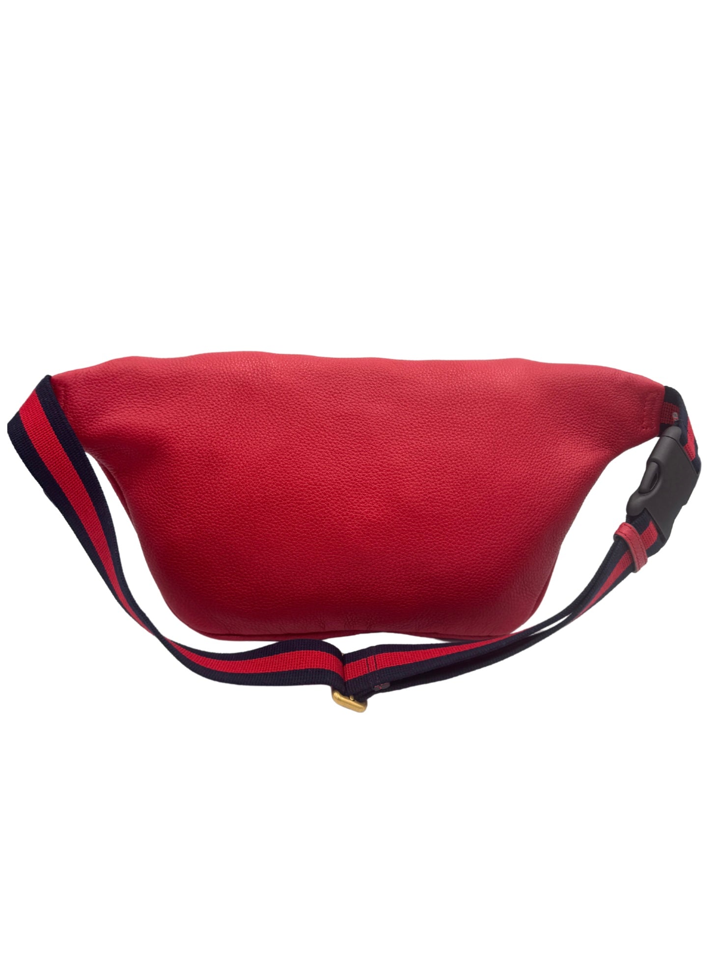 Interlocking GG Web Belt Bag in Red Grained Leather