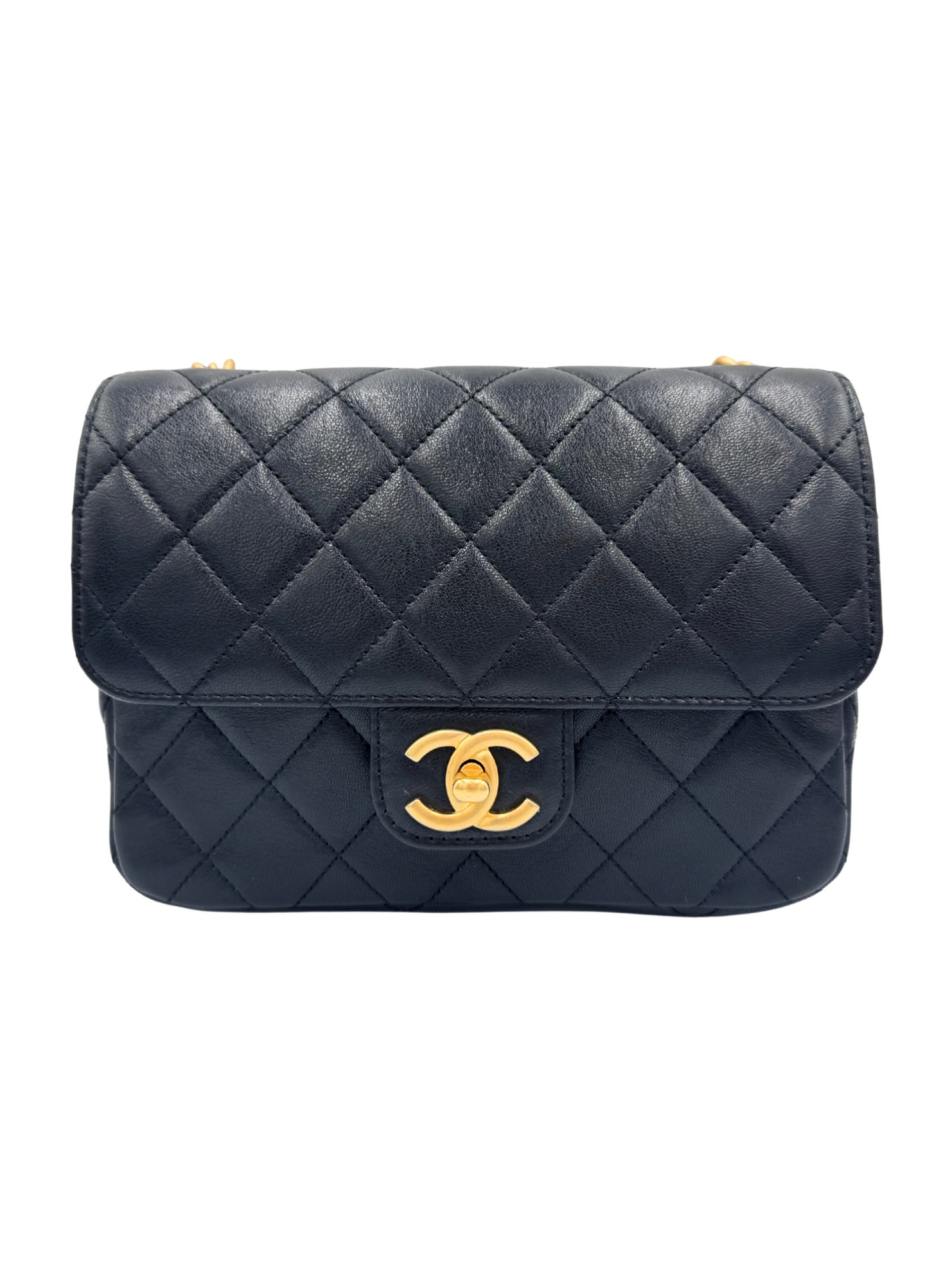 Quilted Classic Single Flap Bag in Black Calfskin Leather