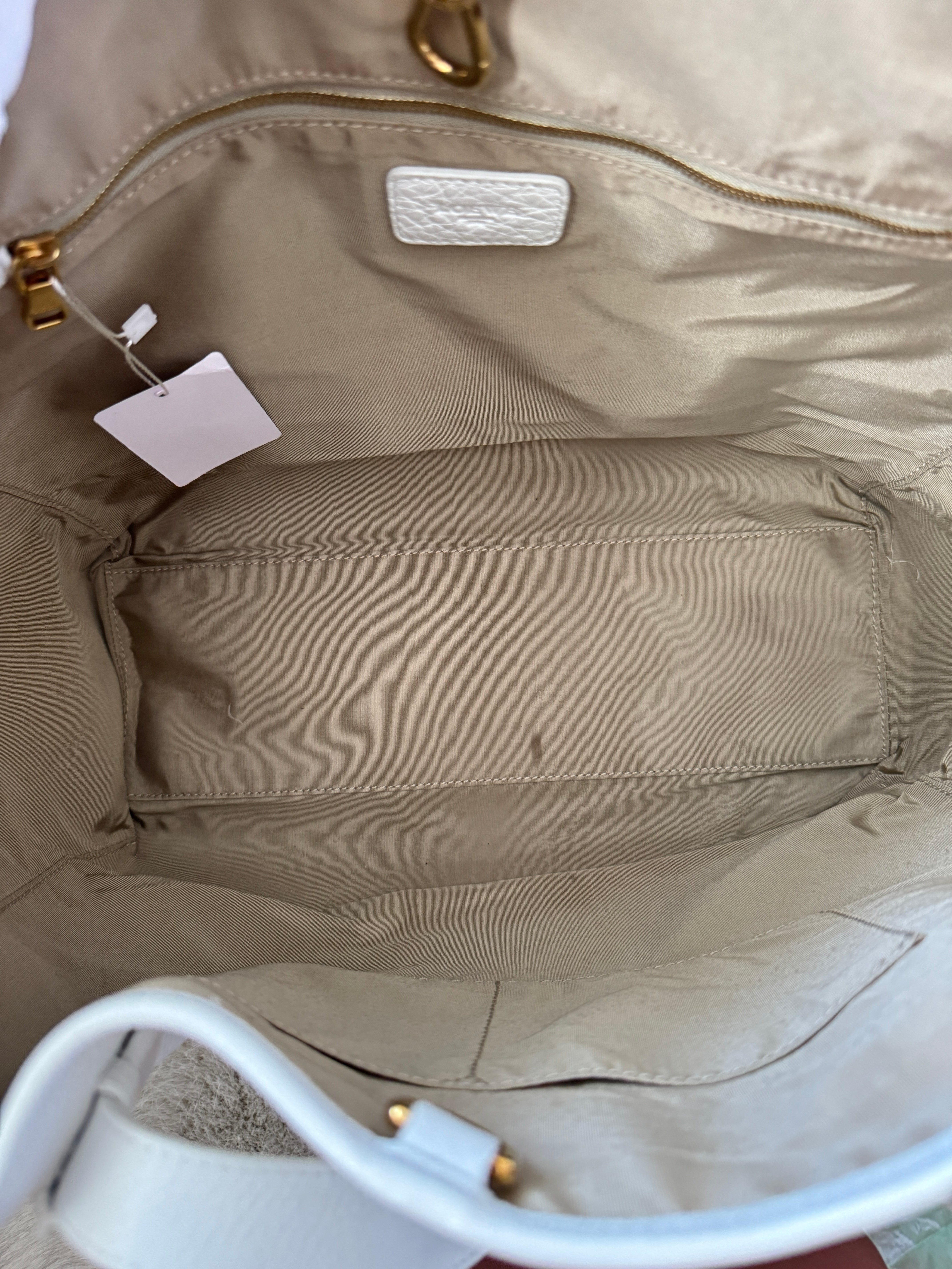 Logo East-West Shopping Tote Bag in White Leather